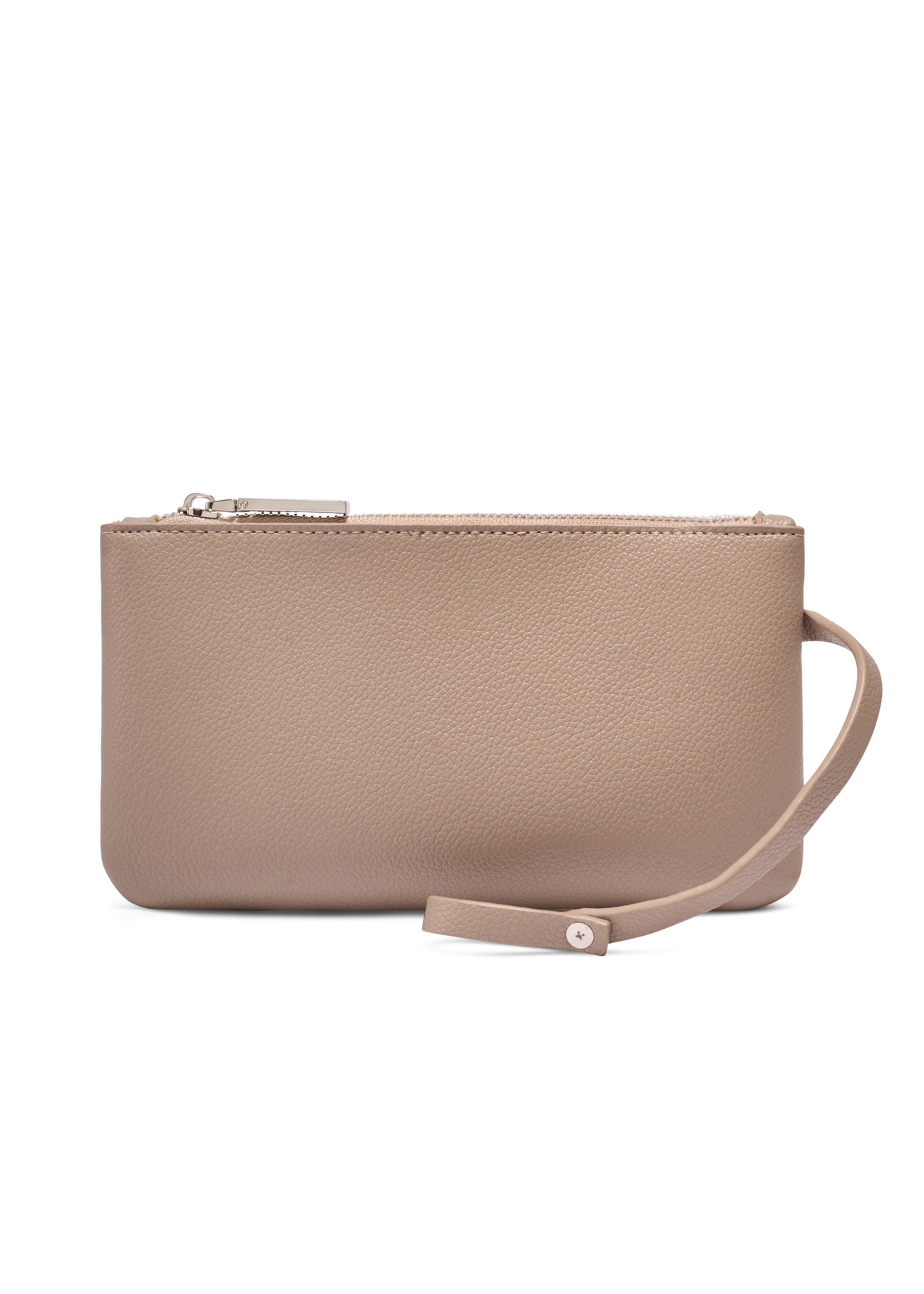 Beige women's shoulder bag TOREC-1231-1B(Z26), front view of cosmetic bag on white background.