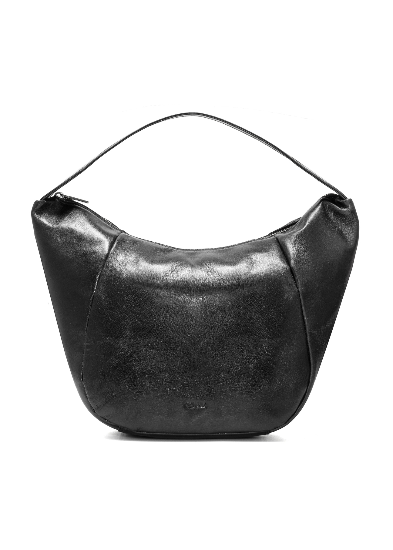 Black leather hobo bag TORES-1135A-99(Z25), front product view on white background.
