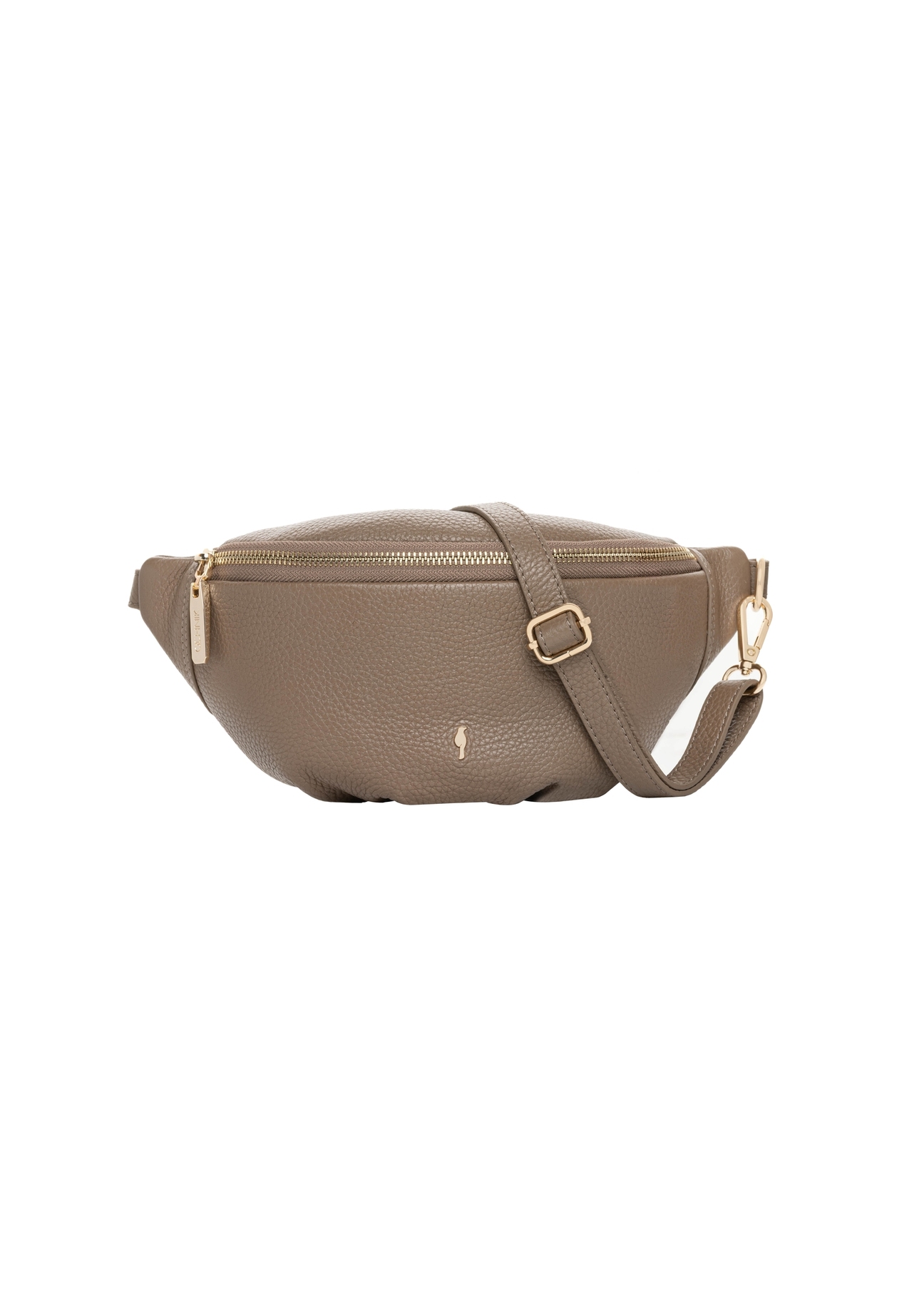 Cool brown leather waist bag TORES-0894-1K(Z26). Front view on a white background.