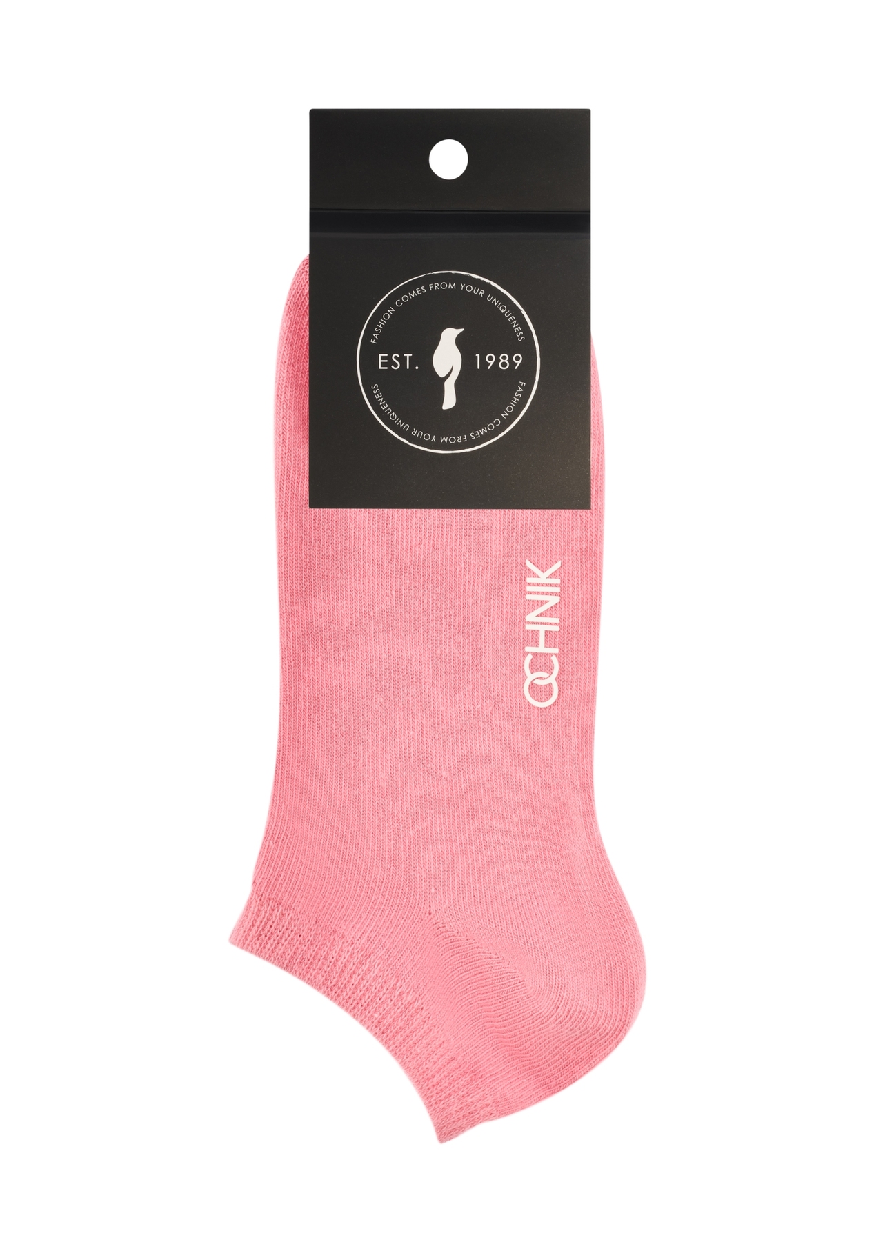 Women's short light pink socks SKADT-0053B-5A(W26), product view with packaging on white background.