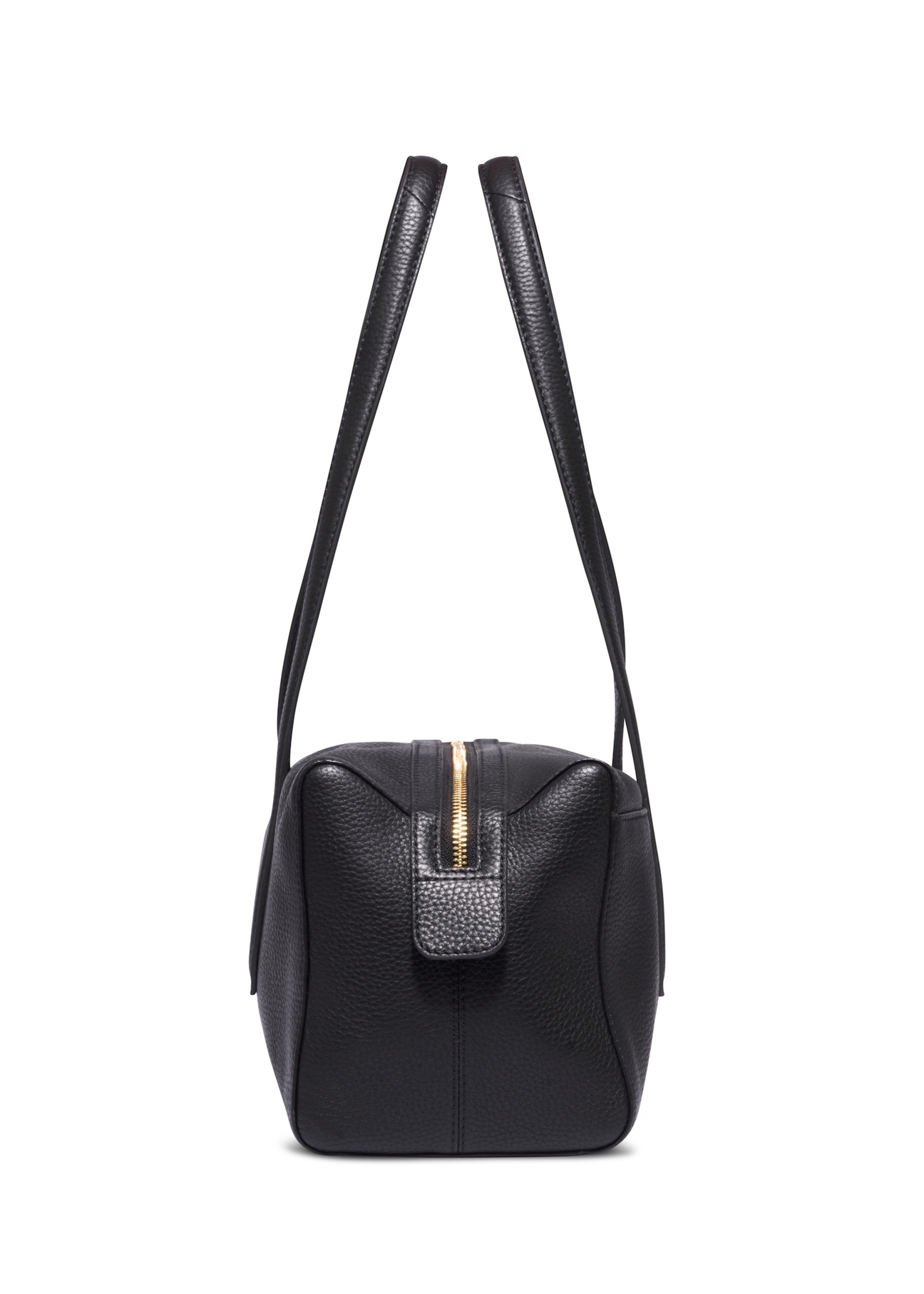 Women's leather handbag in black color TORES-1431-9I(Z26), side view of the product on a white background.