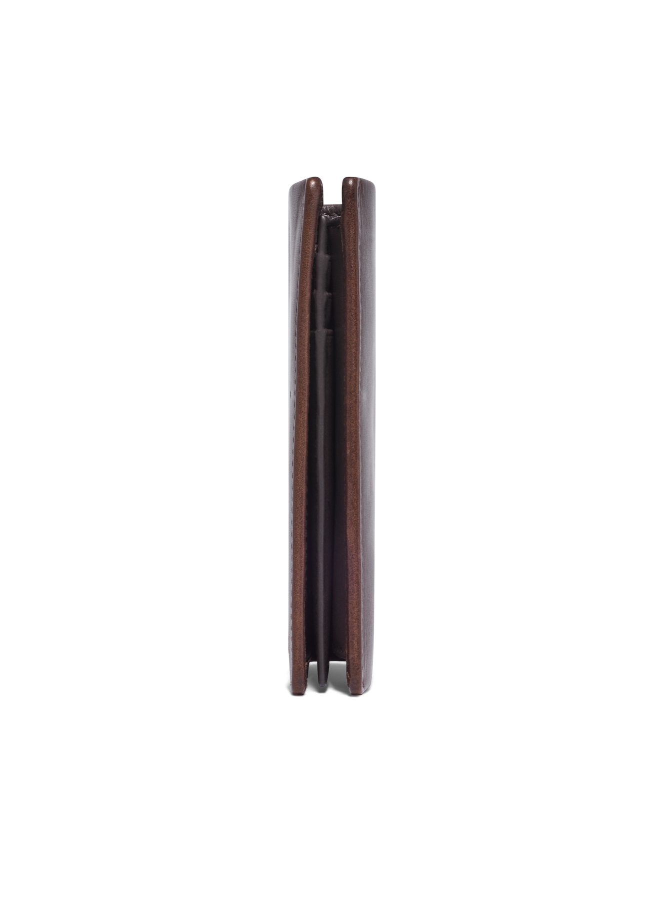 Dark brown leather men's wallet PORMS-0736-1I(Z26), side product view on white background.