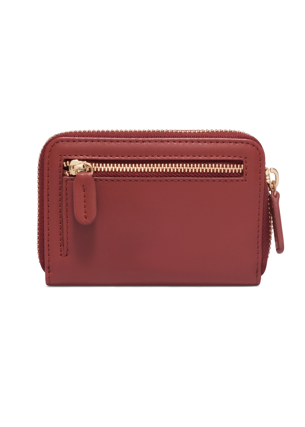 Red medium leather women's wallet PORES-1023-3D(Z26), product view from the back on a white background.
