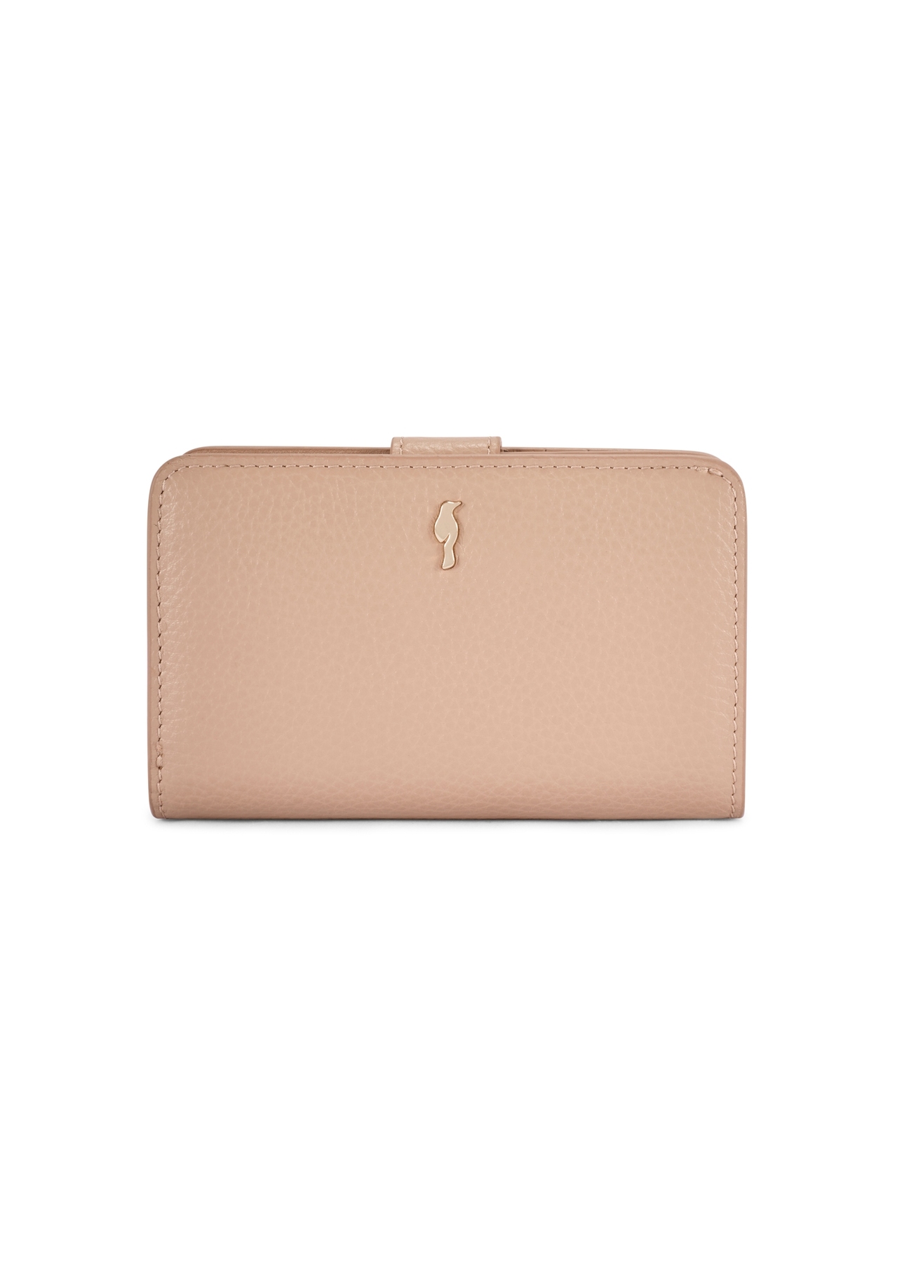 Medium beige leather women's wallet PORES-0896R-1B(W26), front product view on white background.