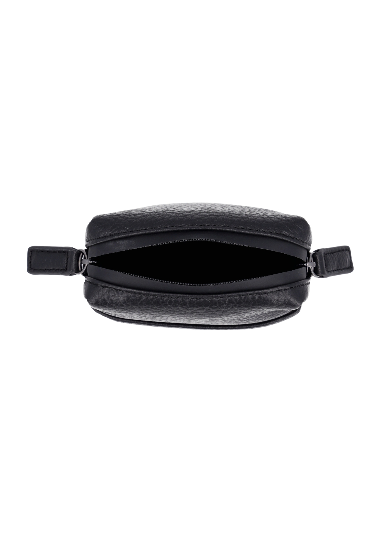 Black leather pouch PORMS-0722-99(Z26), top view of the product inside on a white background.