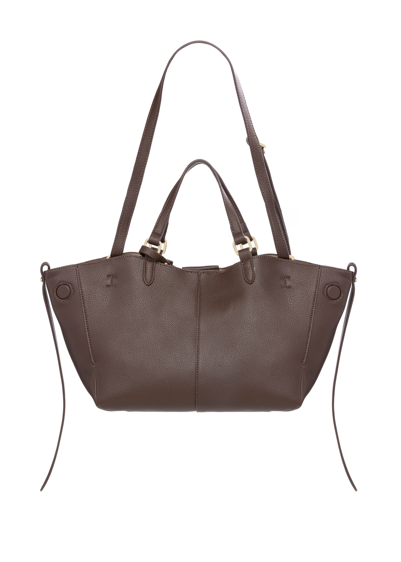 Brown women's shoulder bag TOREC-1231-1H(Z26), product view from the back on a white background.