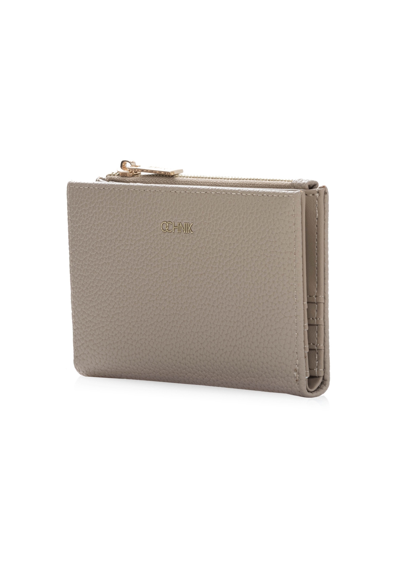 Medium beige women's wallet POREC-0428-1B(W26), diagonal product view on white background.