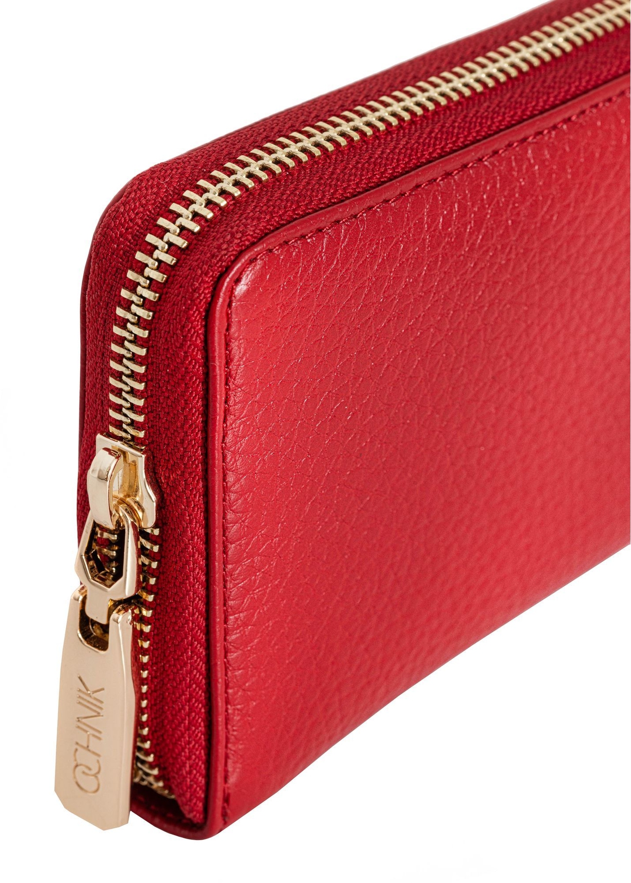 Red leather women's wallet PORES-0800R-42(Z25) - close-up detail on white background.