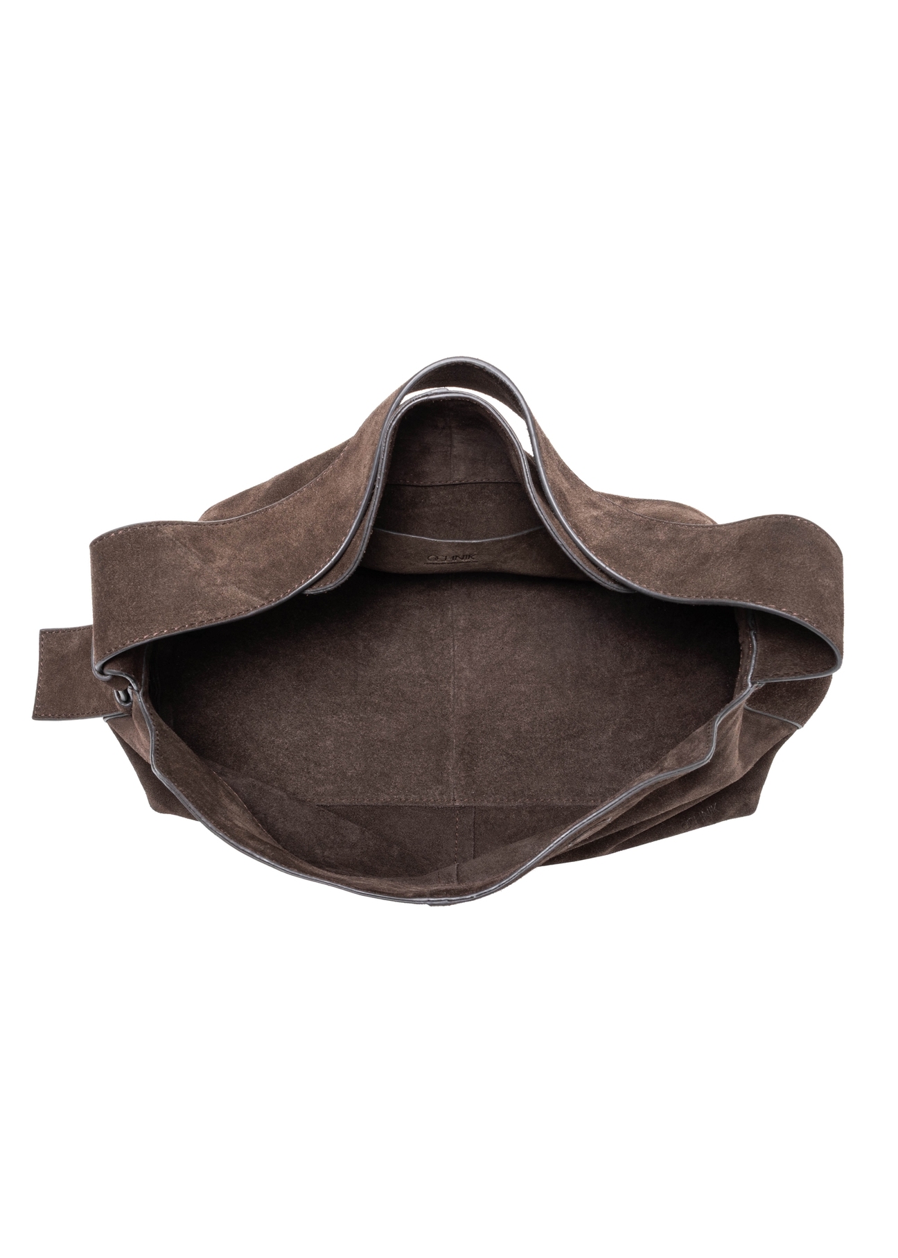 Dark brown suede handbag TORES-1186-89(Z25), product view from above on white background.