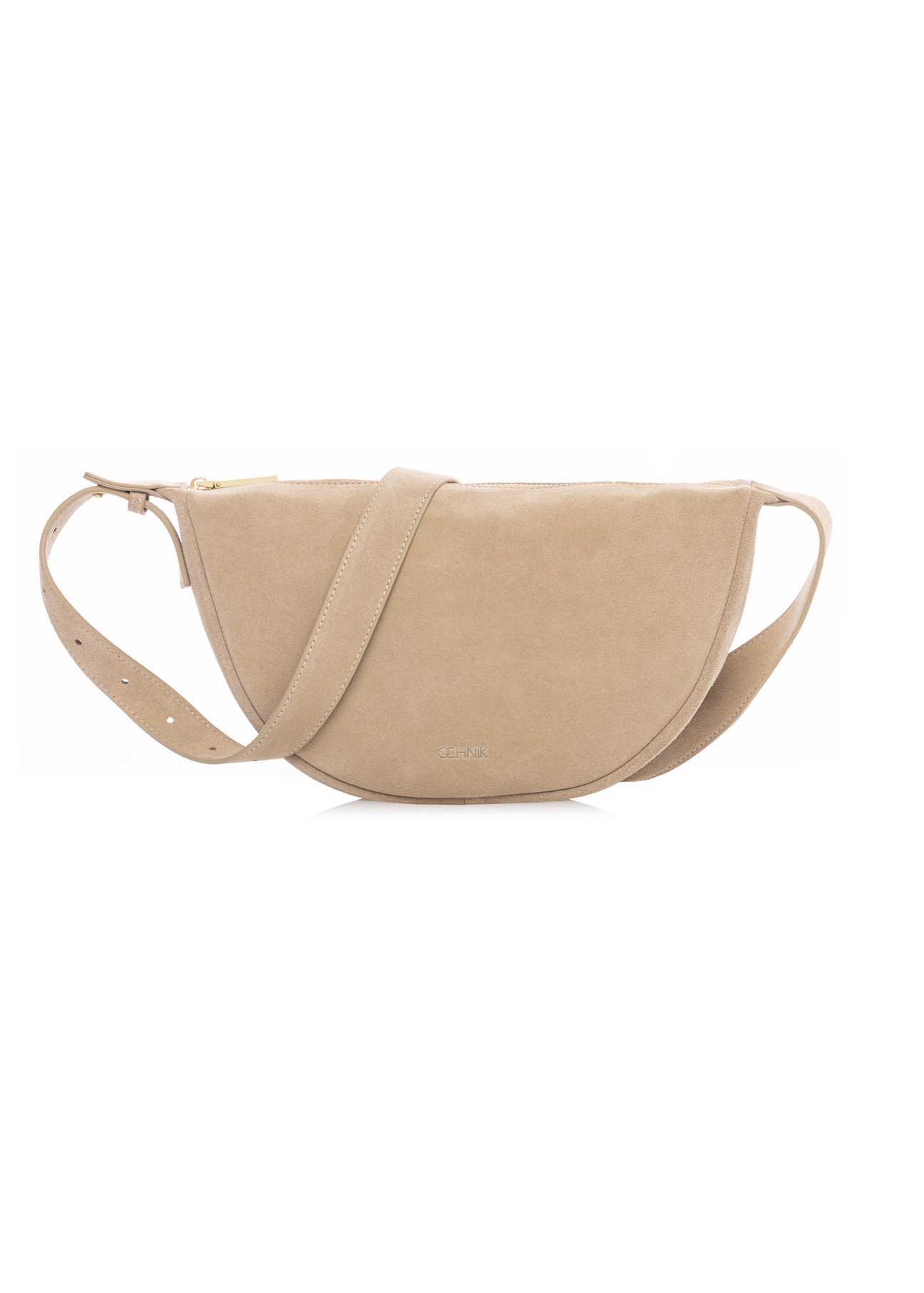 Beige leather semi-circular handbag TORES-1309-0B(W26)