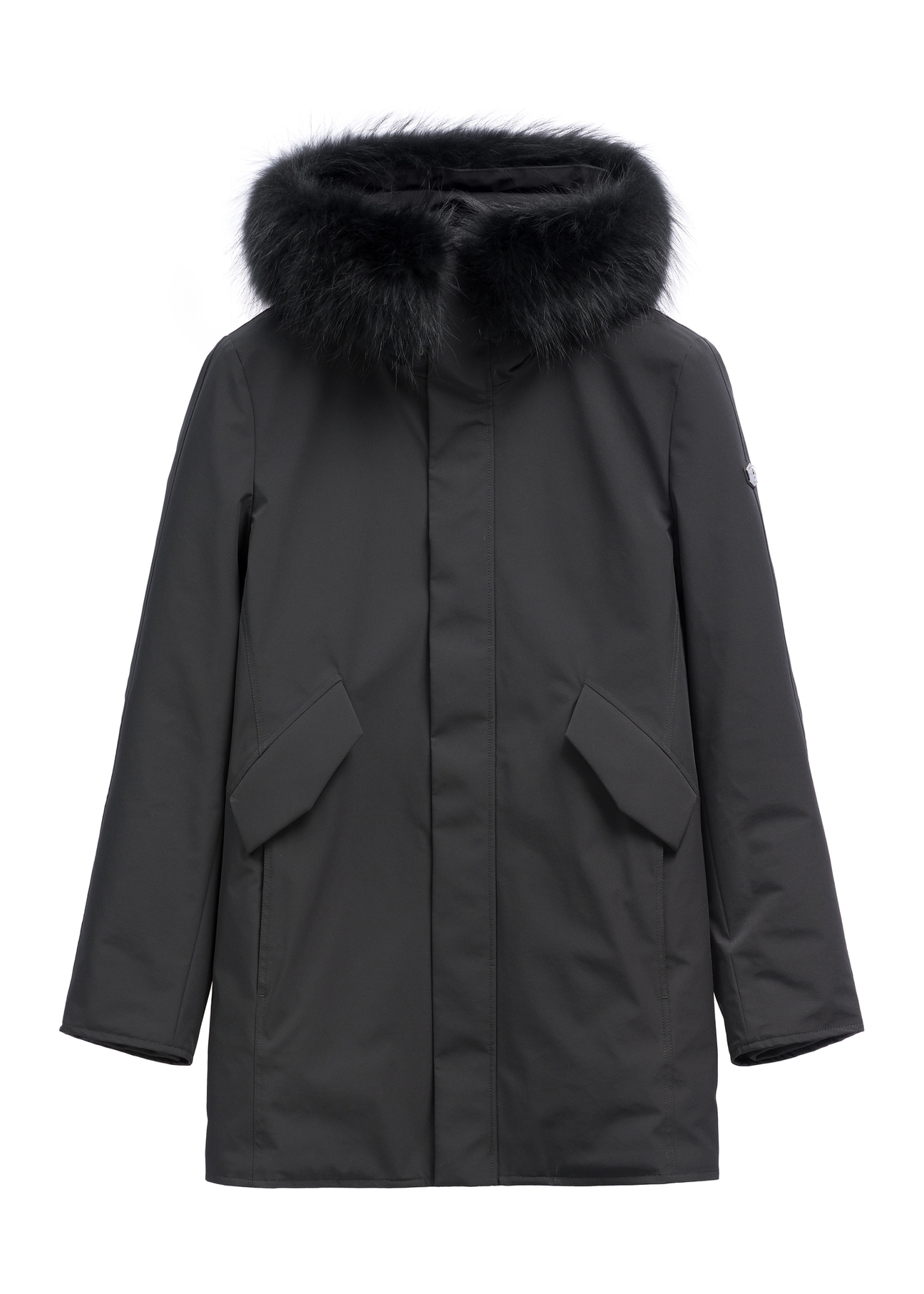Black men's winter jacket KURMT-0446-99(Z26), front product view on white background.