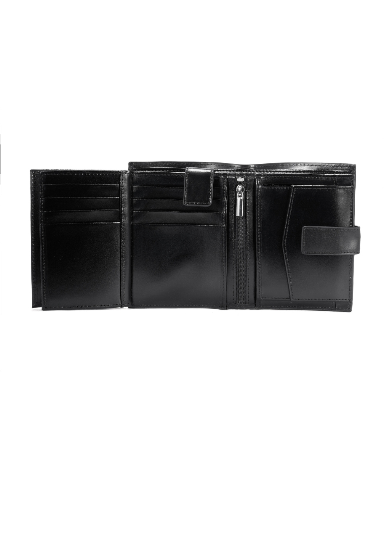Black men's leather wallet PORMS-0638-99(W25) - inside view on white background.