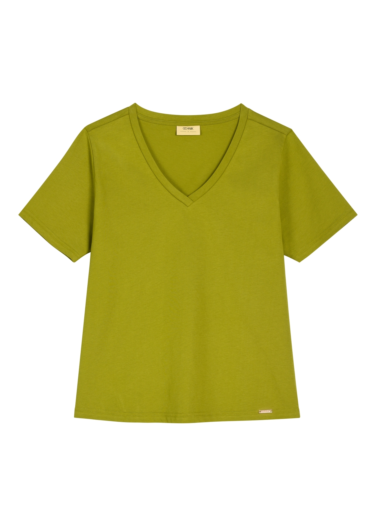 Olive women's basic T-shirt TSHDT-0120-8E(W26), front product view on white background.