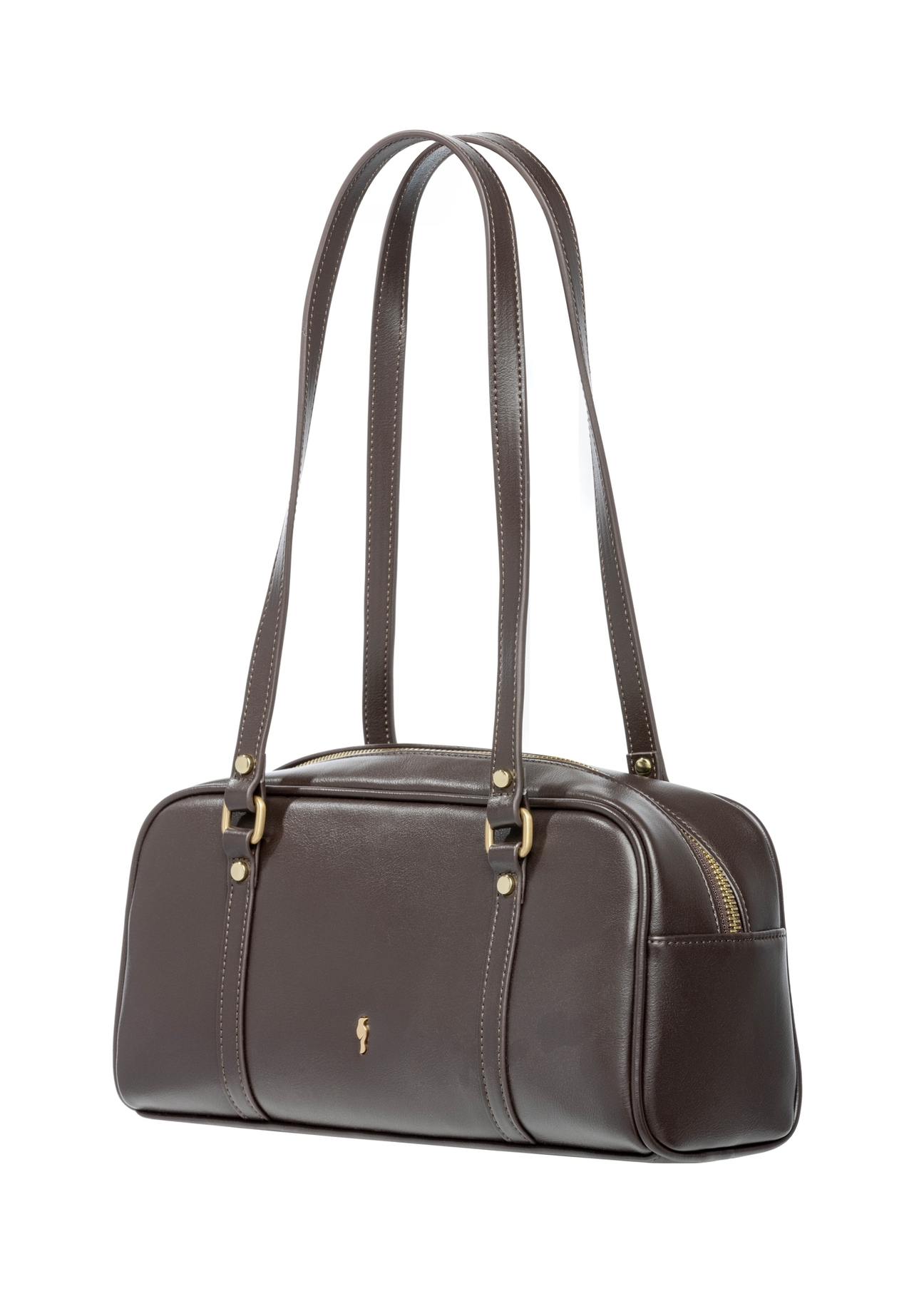 Dark brown shoulder bag TOREC-1233-1I(W26), diagonal product view on white background.