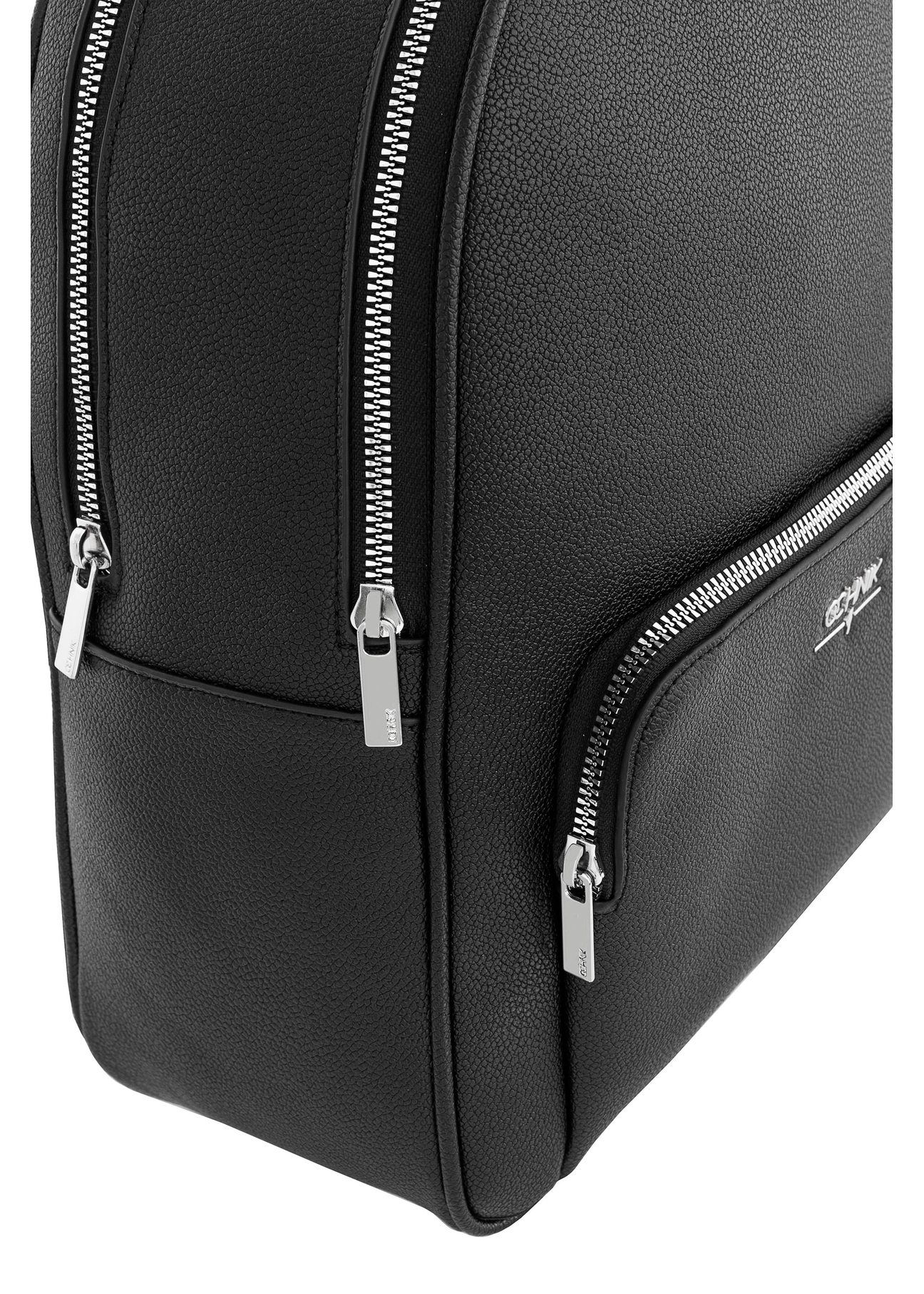Black large women's backpack TOREC-0725A-99(Z25), close-up of product detail, view on white background.