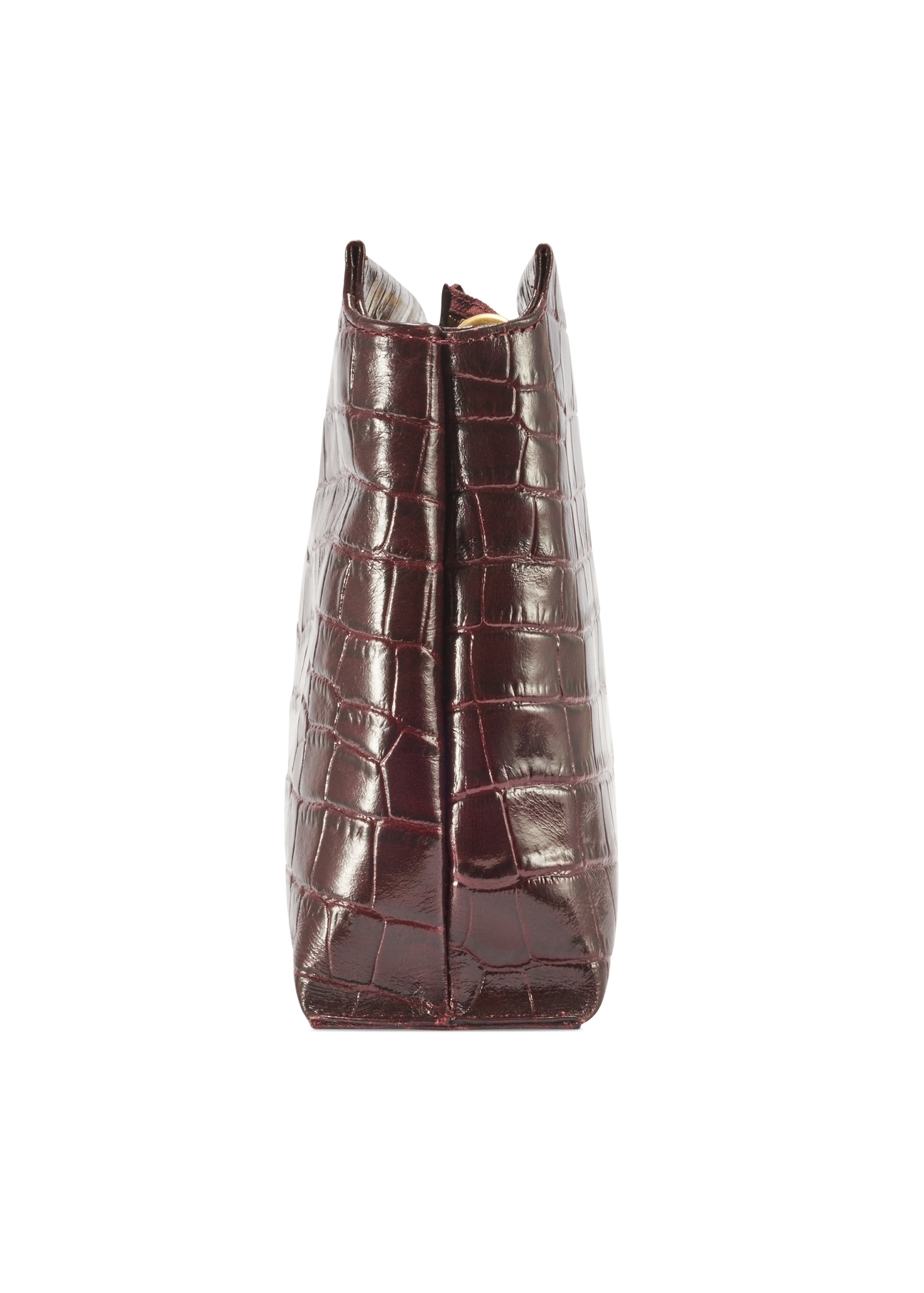 Burgundy croco women's handbag TORES-1159E-49(Z25), product view from the side on a white background.