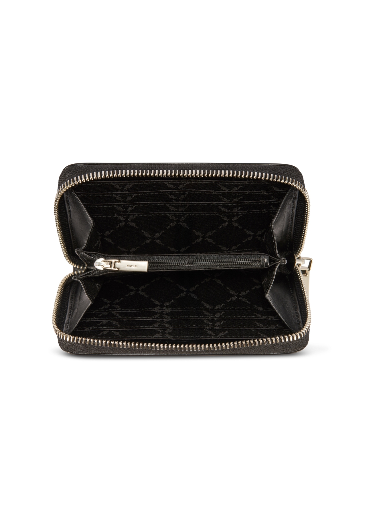 Black leather women's wallet PORES-0976-99(Z25), product view from above on a white background.