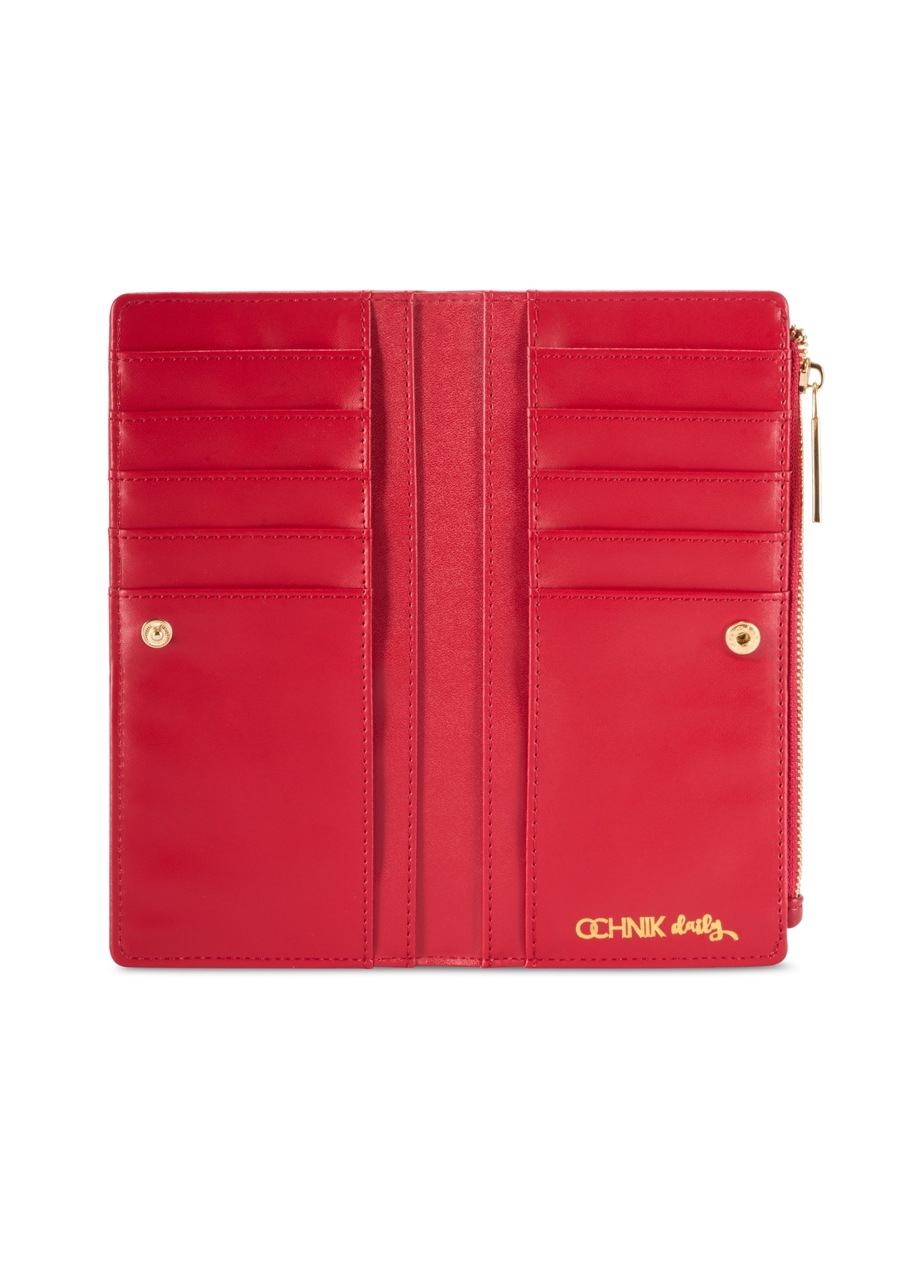 Red large women's wallet POREC-0406-4B(W26) - product view from above, on a white background.