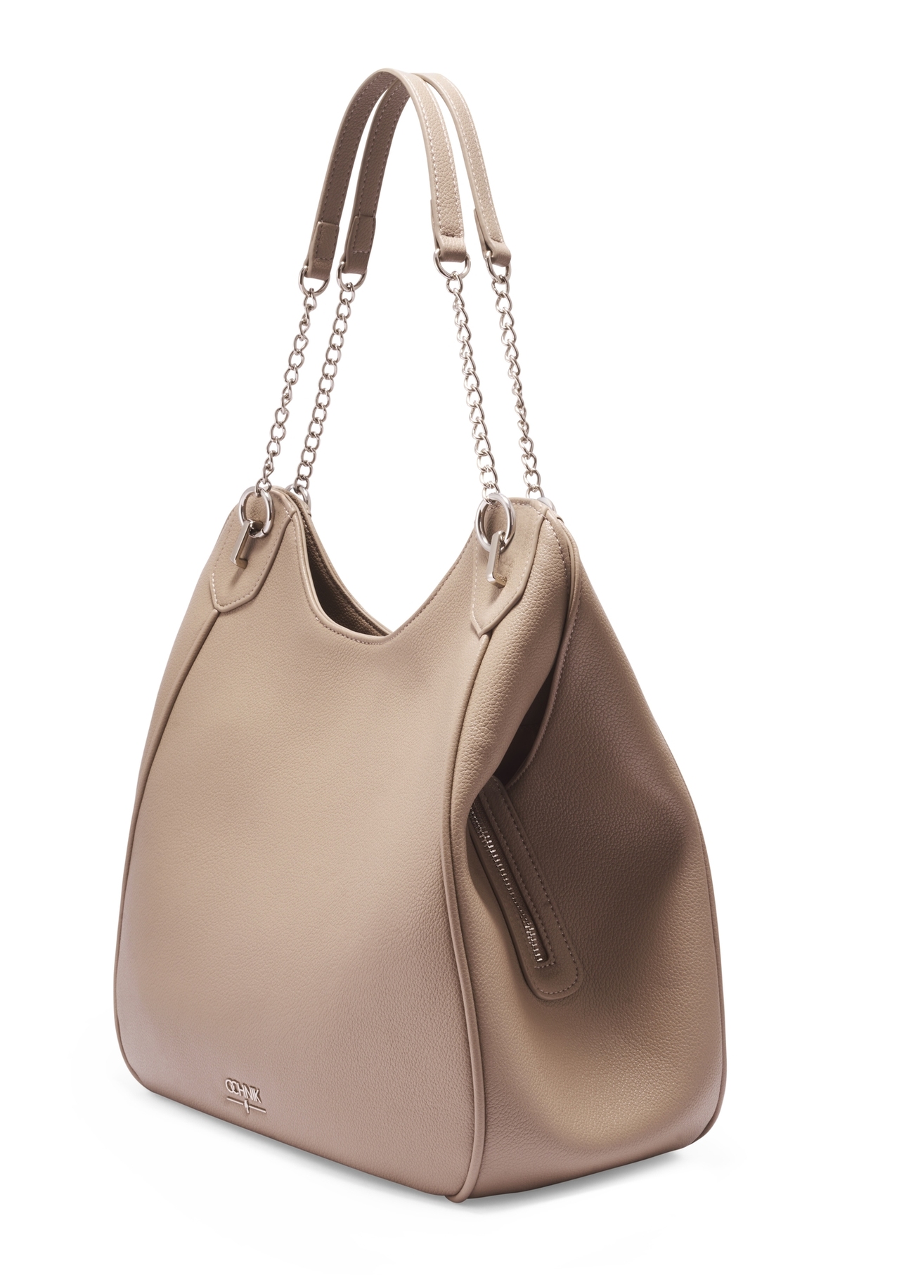 Women's shopper bag in cool beige color TOREC-1283-1K(Z26) - diagonal view of the product, on a white background.