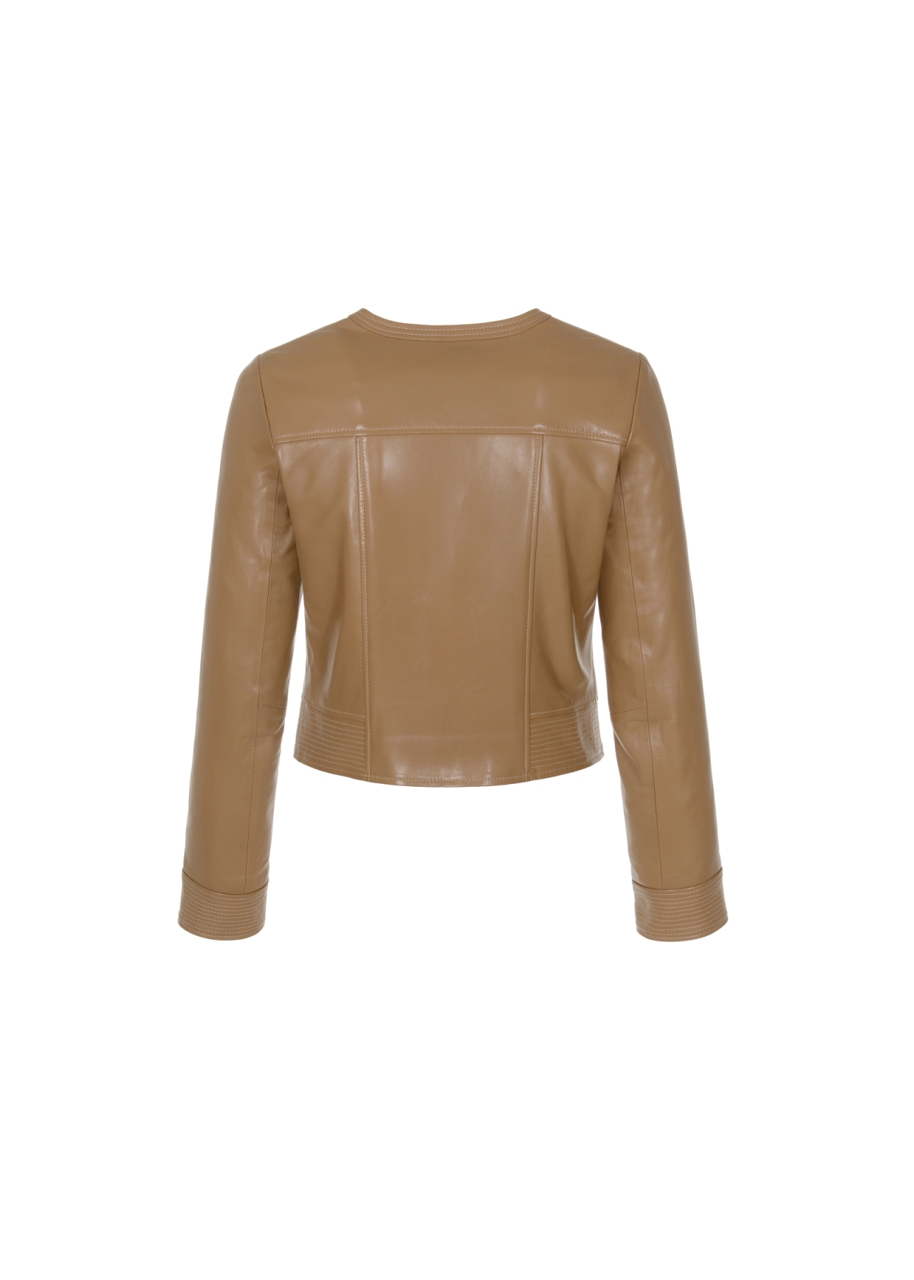 Women's caramel leather jacket KURDS-0346-5607(W22)-04