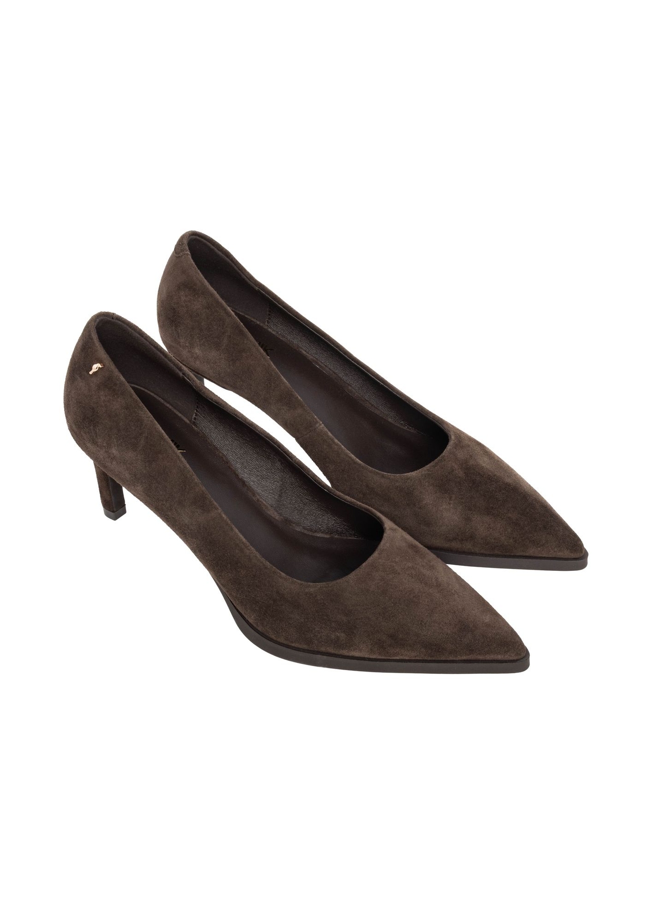 Brown suede women's high heels BUTYD-1325-1I(Z26) - product view from above, on a white background.