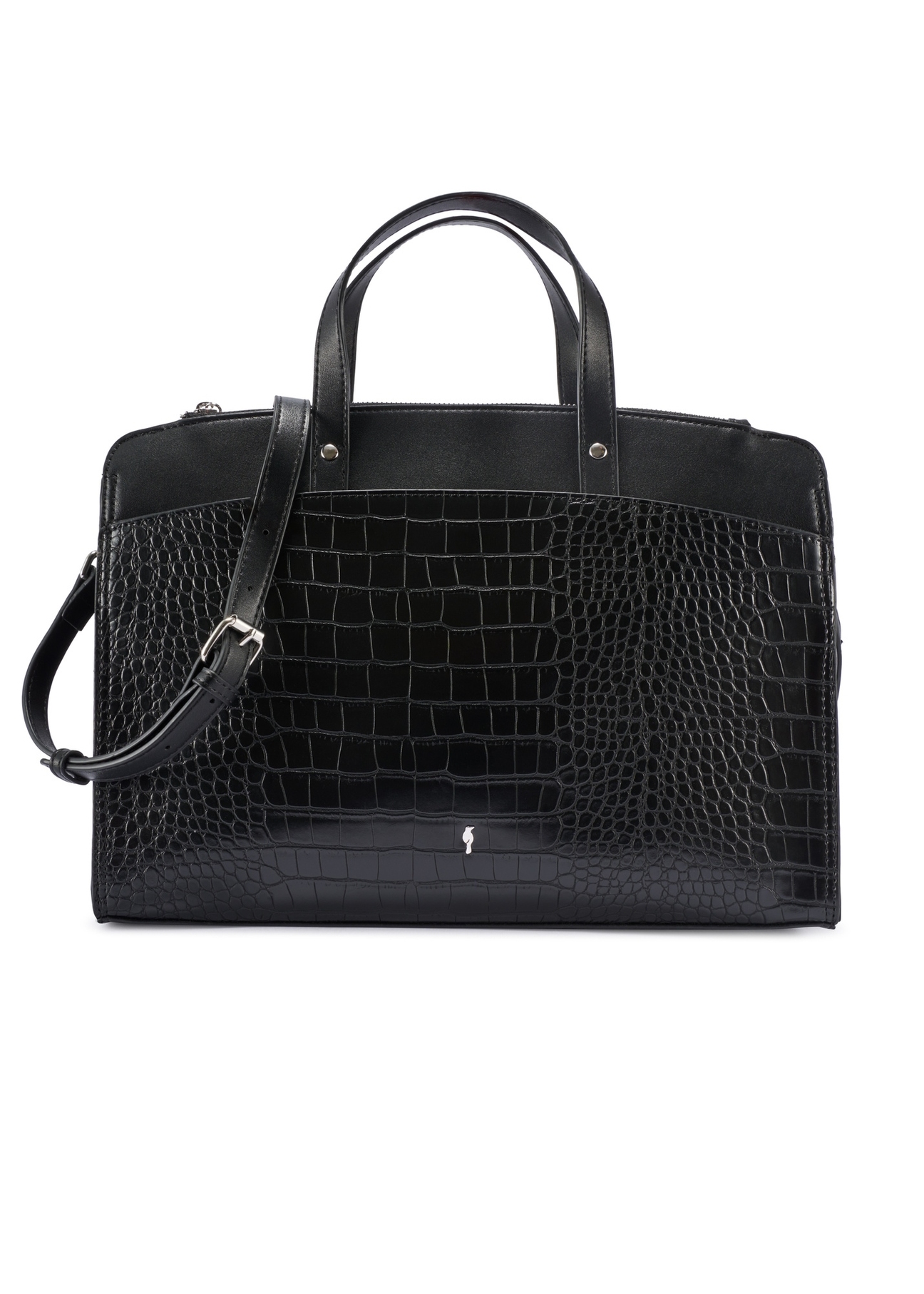 Black croco women's bag TOREC-1143-9G(W26), front product view on white background.