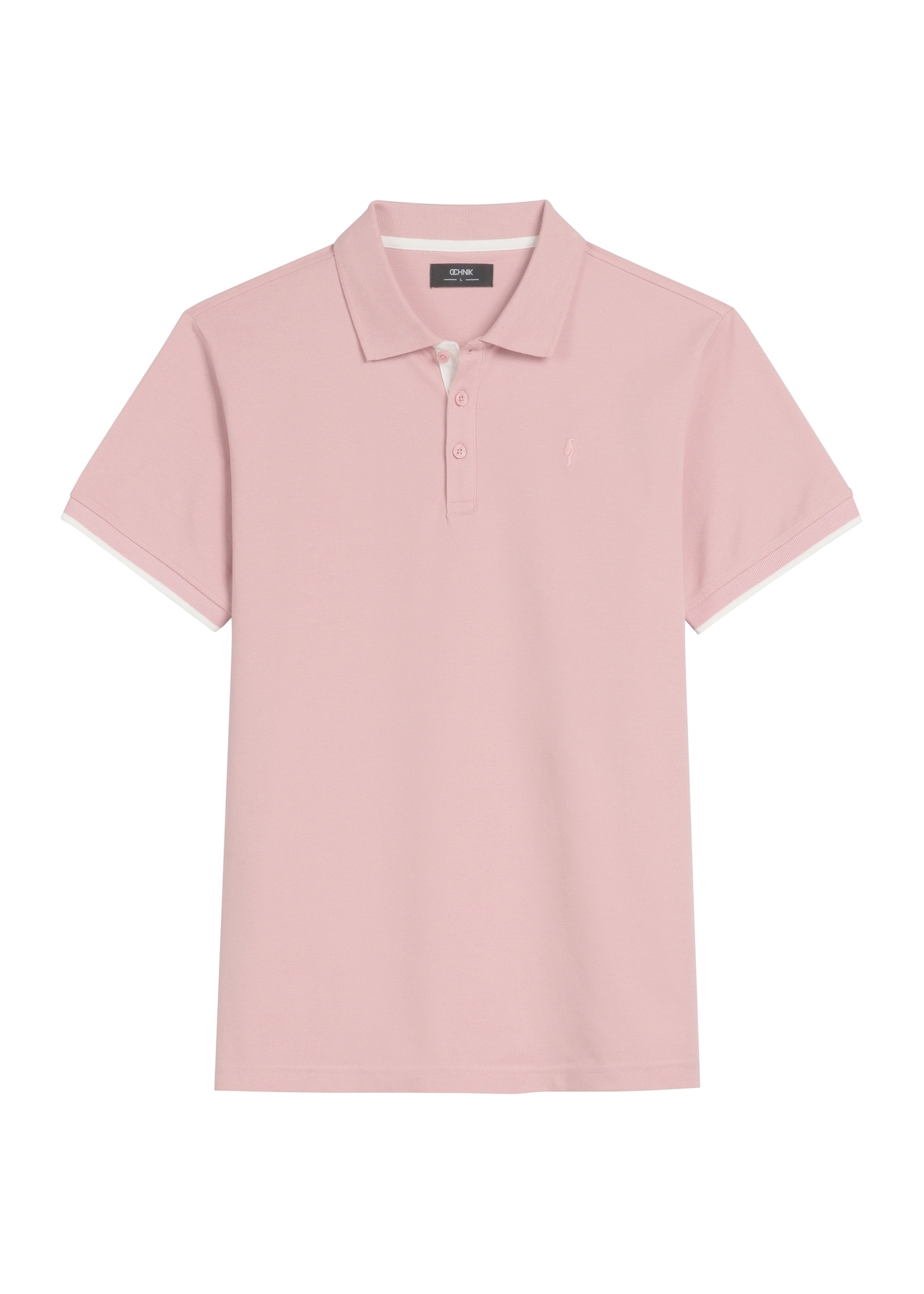 Pink cotton polo shirt POLMT-0045B-5B(W26) - front product view, on white background.
