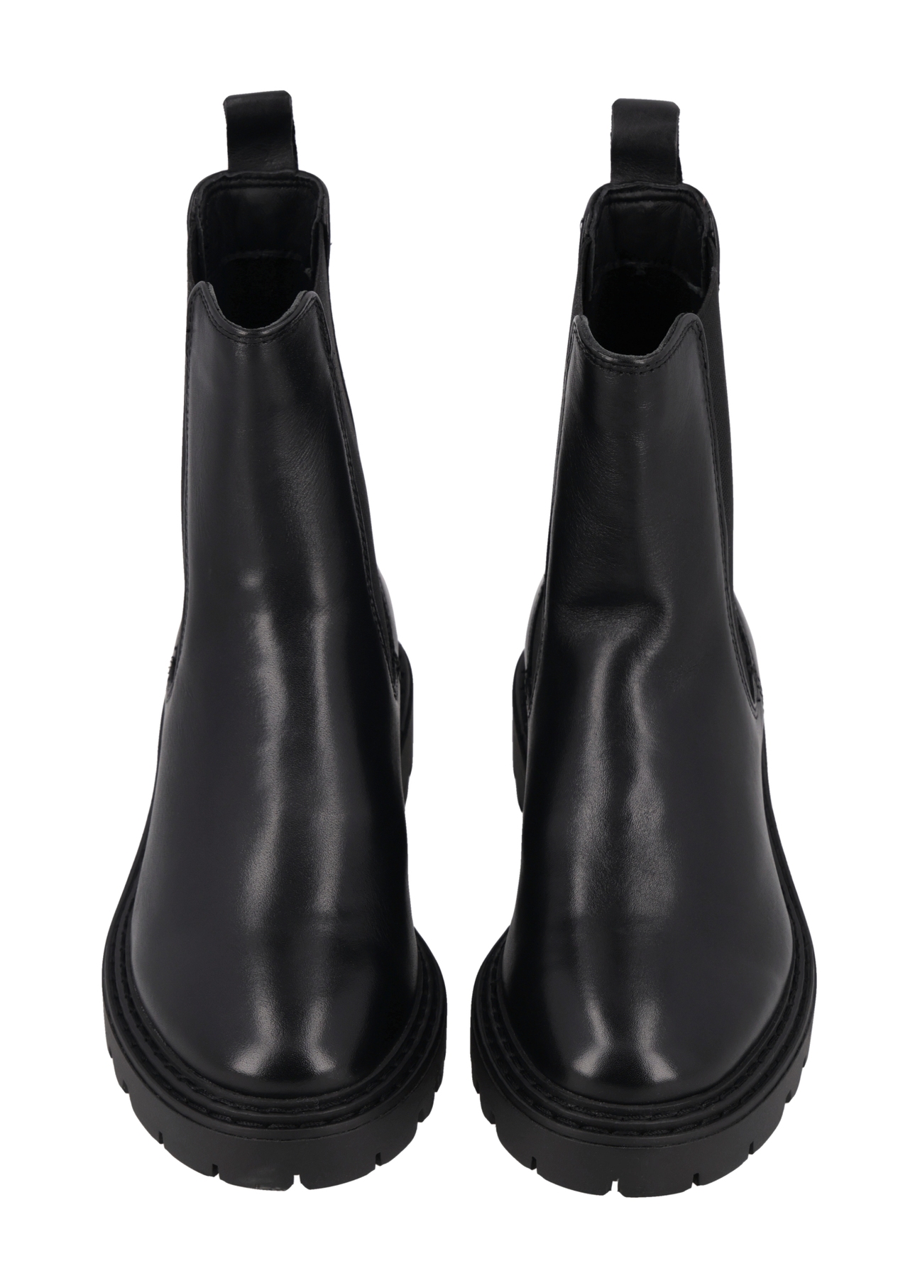 Women's black leather Chelsea boots BUTYD-1287-99(Z26), front product view on white background.