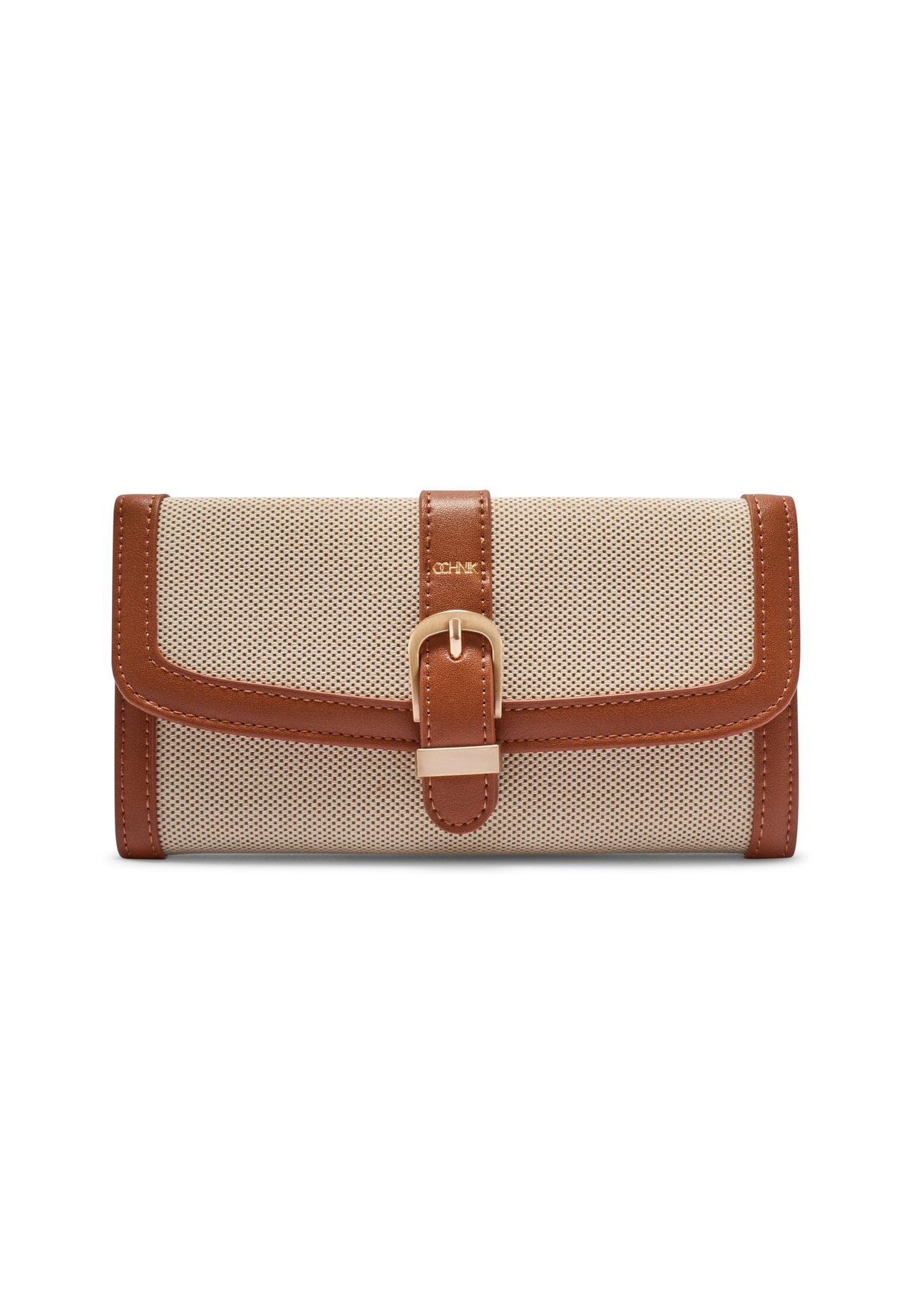 Large beige women's wallet POREC-0432-0P(W26) - front product view, on white background.