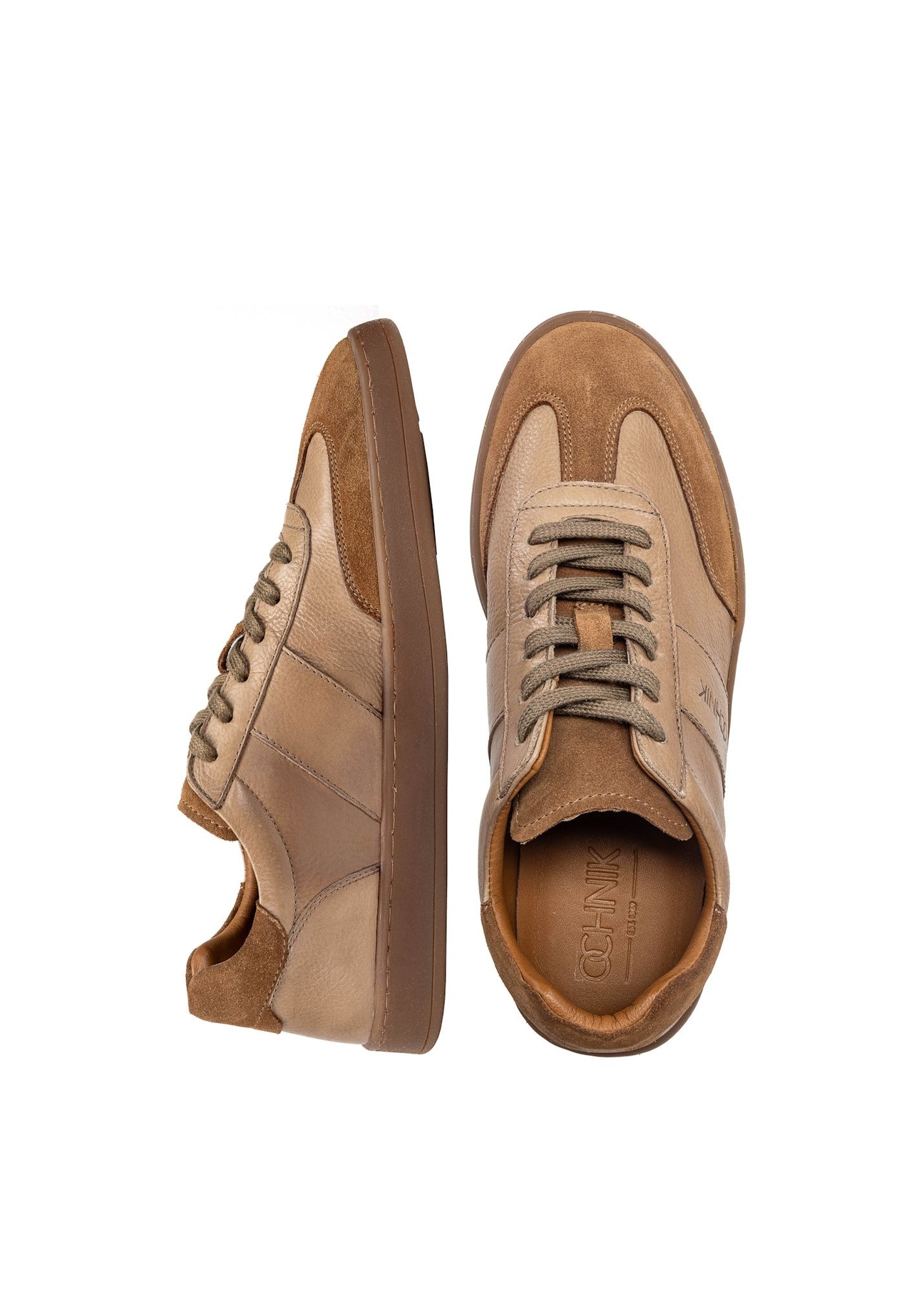 Men's leather sports shoes BUTYM-0487-1B(W26), top view of the product on a white background.