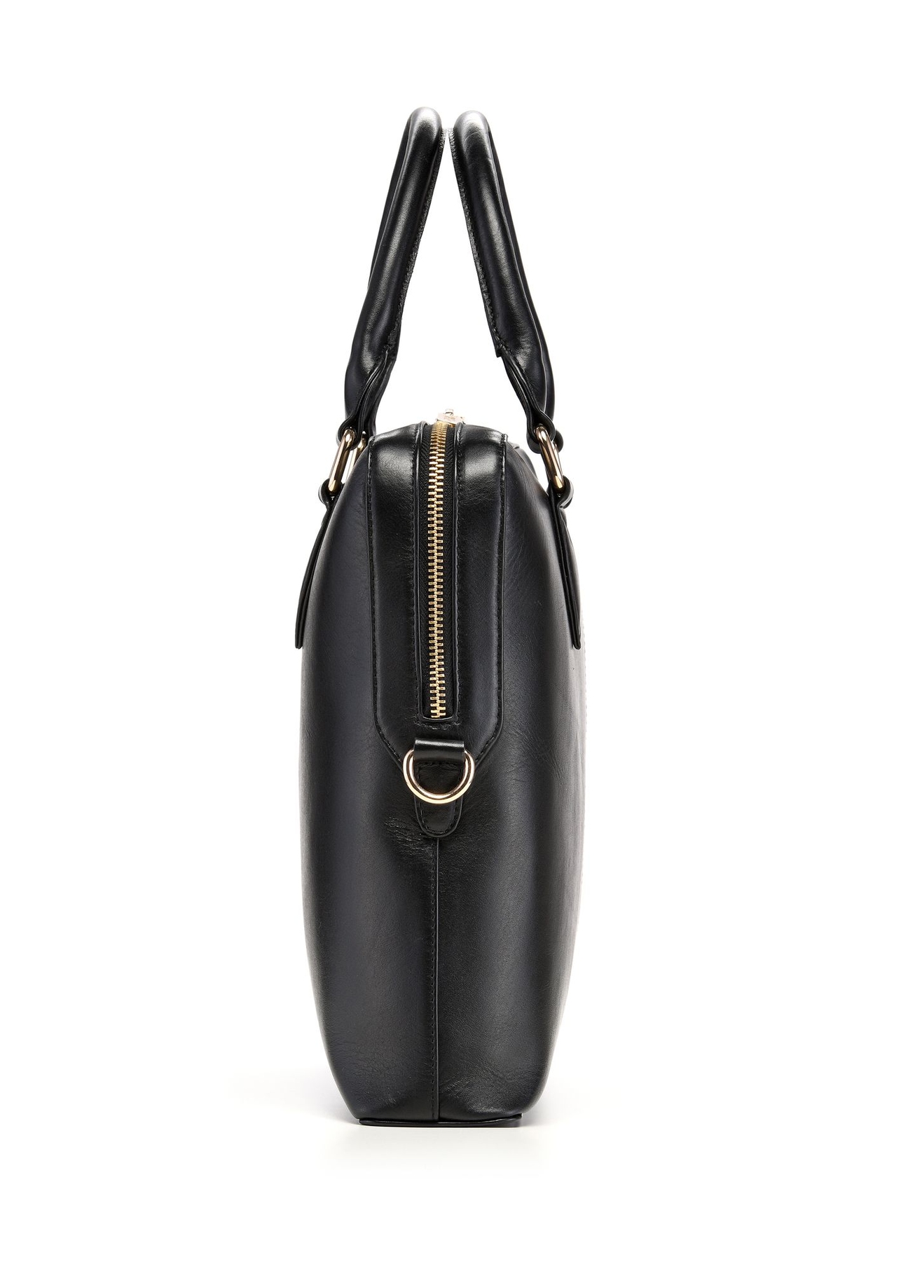 Black leather laptop bag TORES-1330-99(Z26) - side product view, on white background.