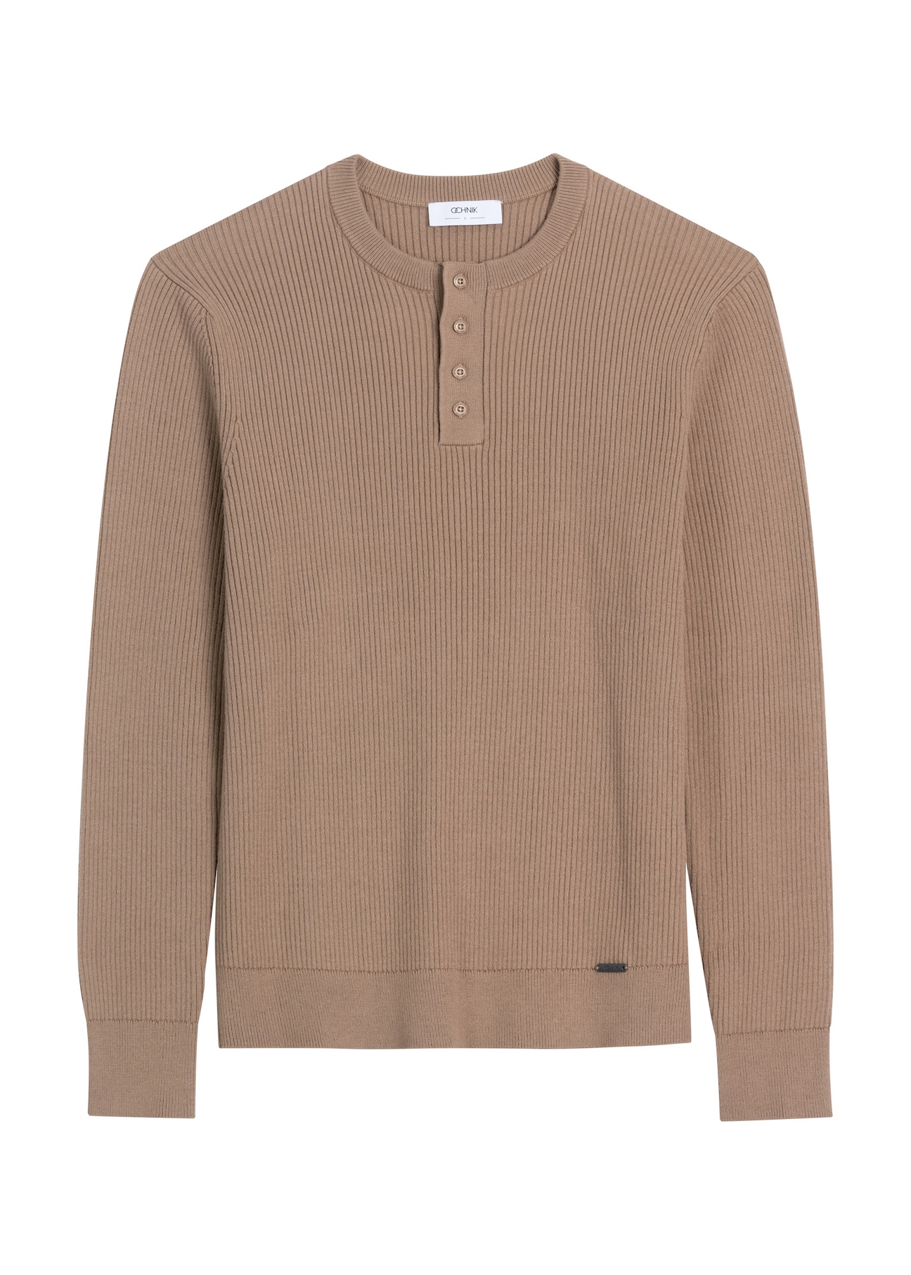Light brown men's sweater SWEMT-0202-1K(Z26) - front product view, on a white background.