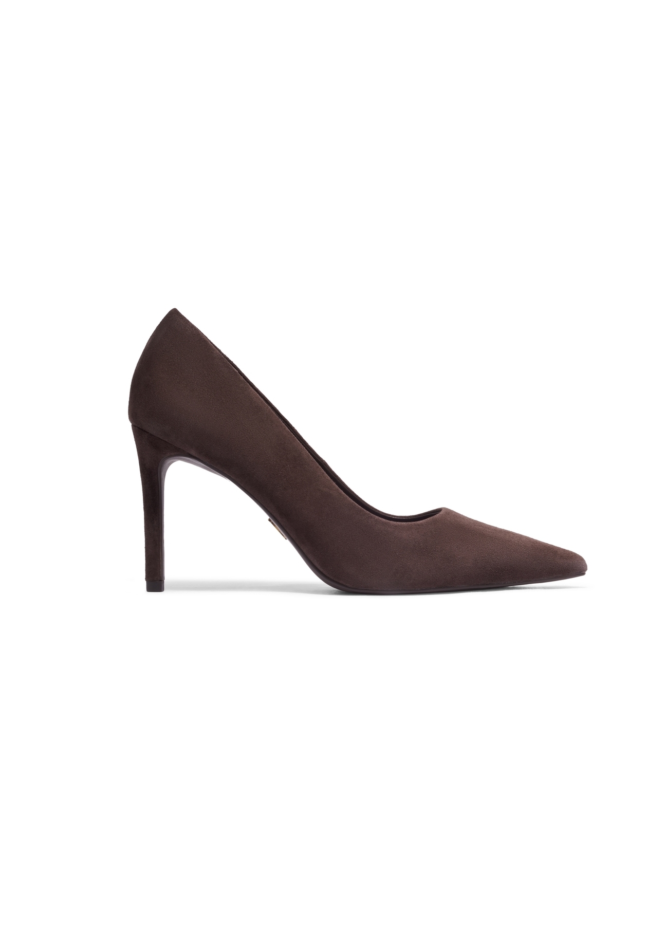 Women's brown suede high heels BUTYD-1131A-1H(Z26). Side view on white background-02.