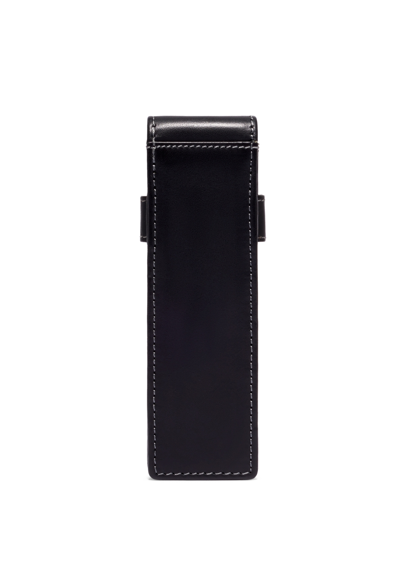 Black leather pen case PORMS-0705-99(Z26), product back view on white background.
