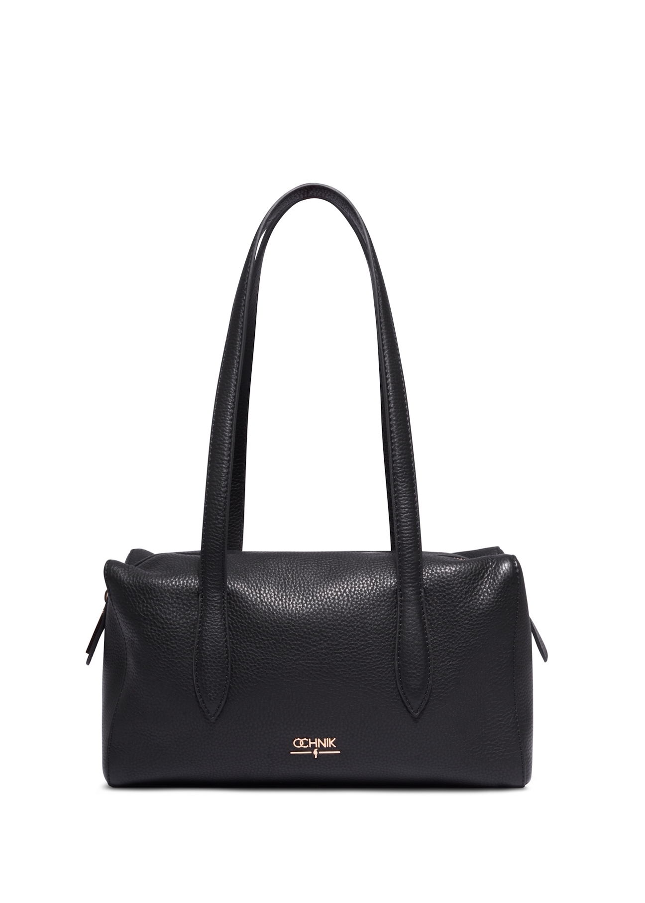 Women's leather handbag in black color TORES-1431-9I(Z26), front product view on white background.