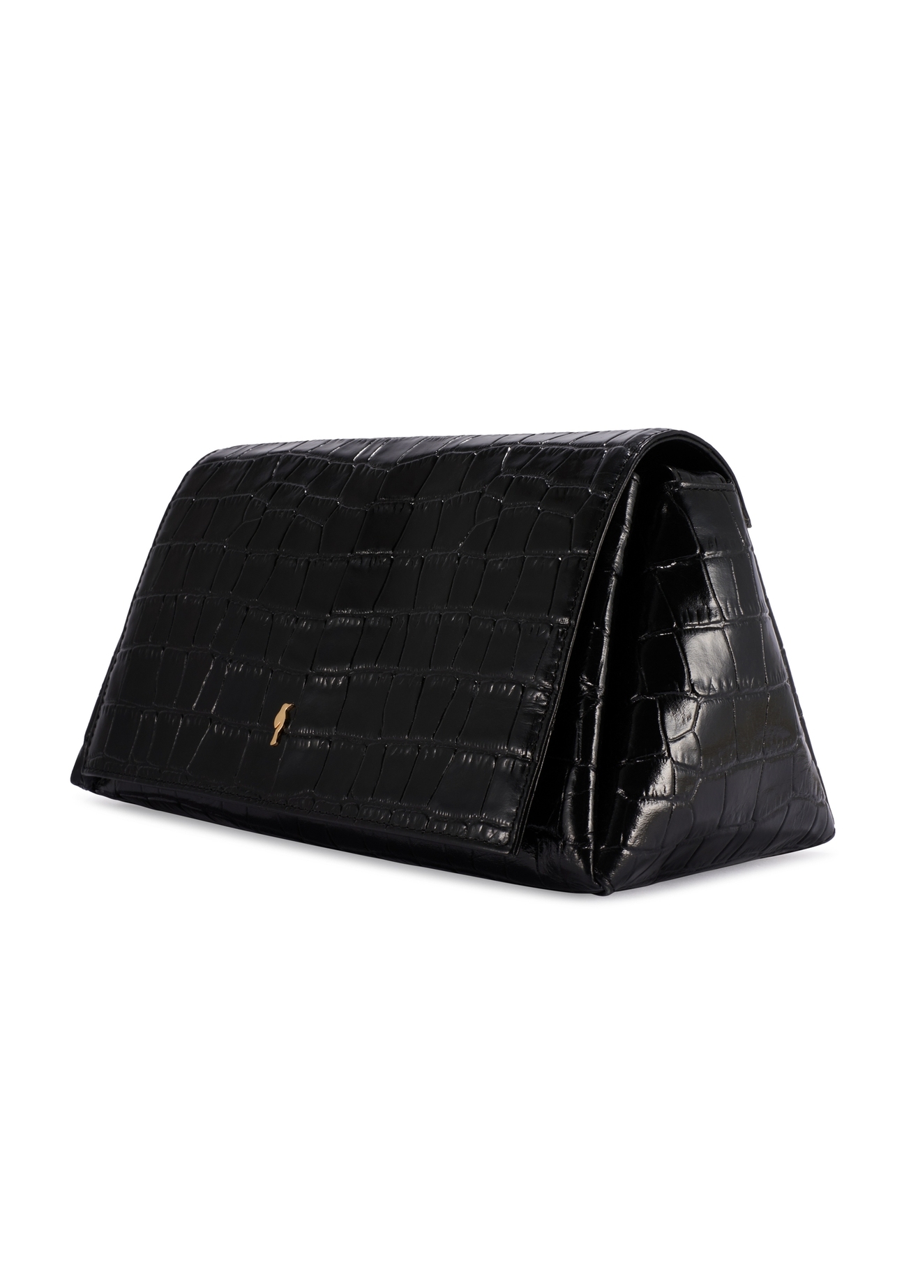 Black leather croco women's handbag TORES-1234-9G(W26), diagonal product view on white background.