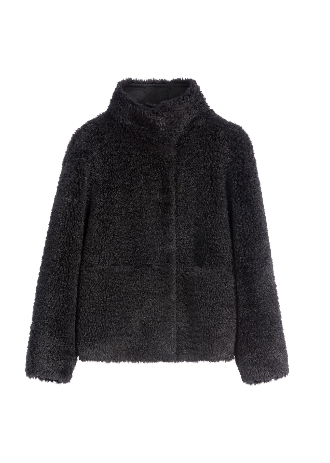 Black women's fur coat FUTDP-0021C-99(Z26), front product view on white background.