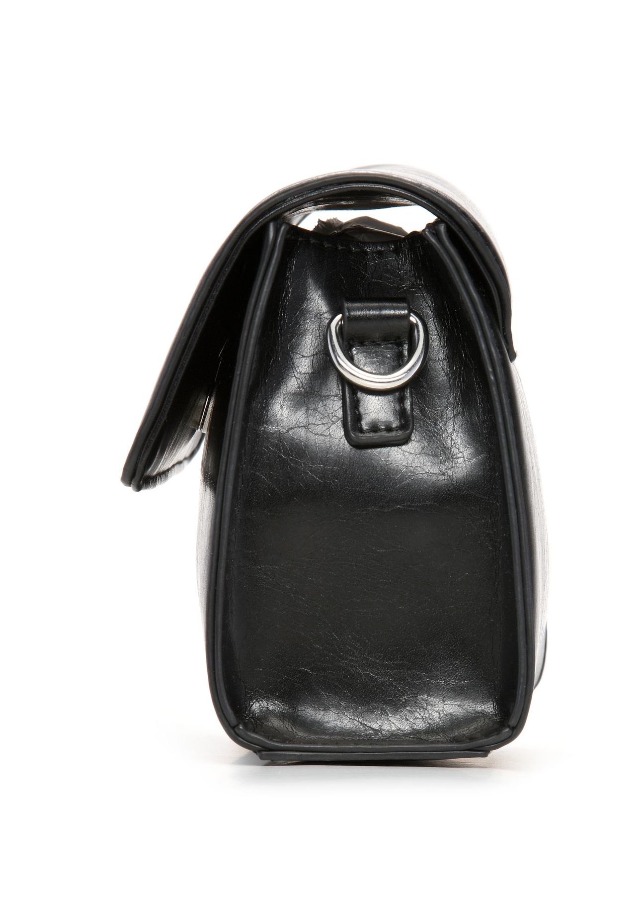 Small black women's handbag made of imitation leather TOREC-1324-99(Z26) - side view of the product, on a white background.