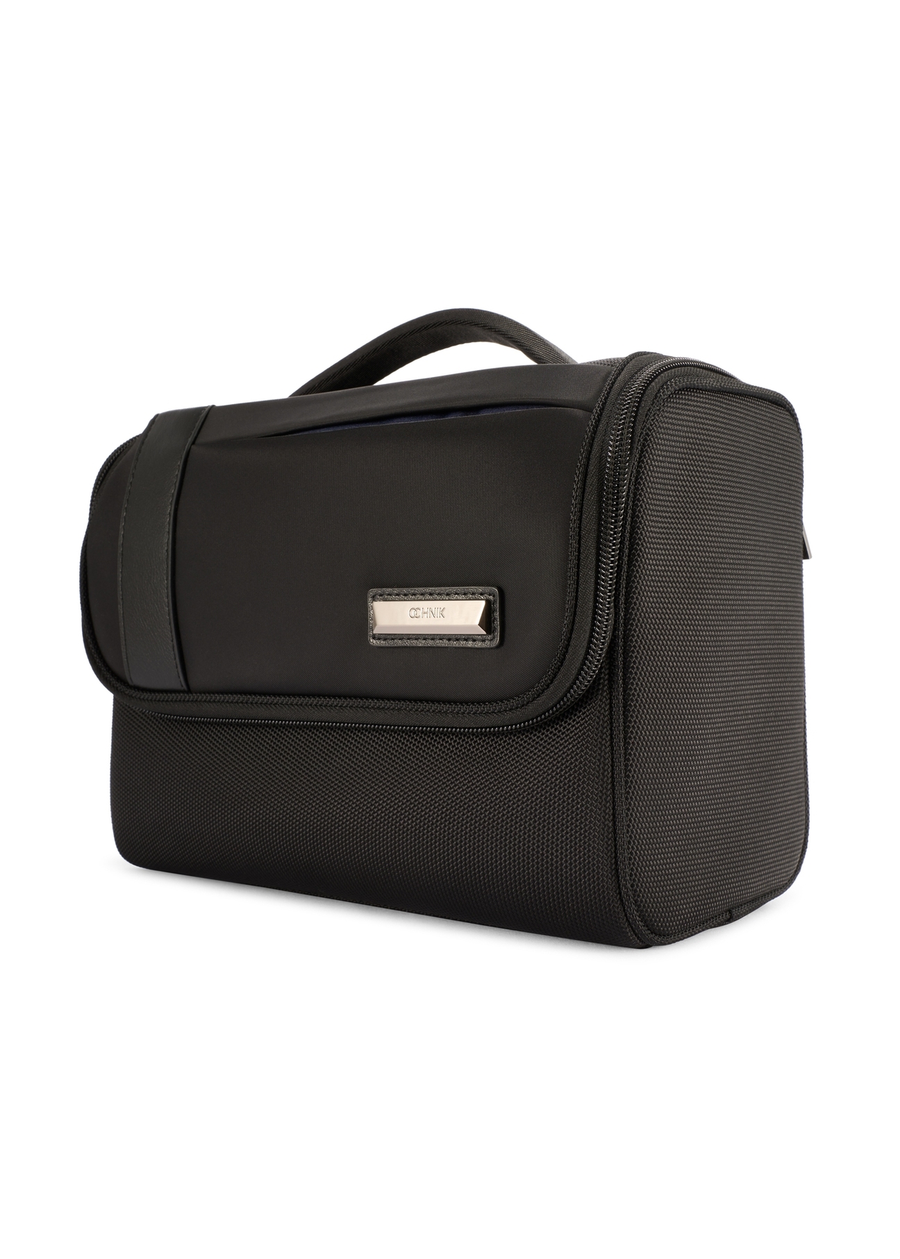 Large black men's cosmetic bag TORMN-0405-99(W26), diagonal product view on a white background.