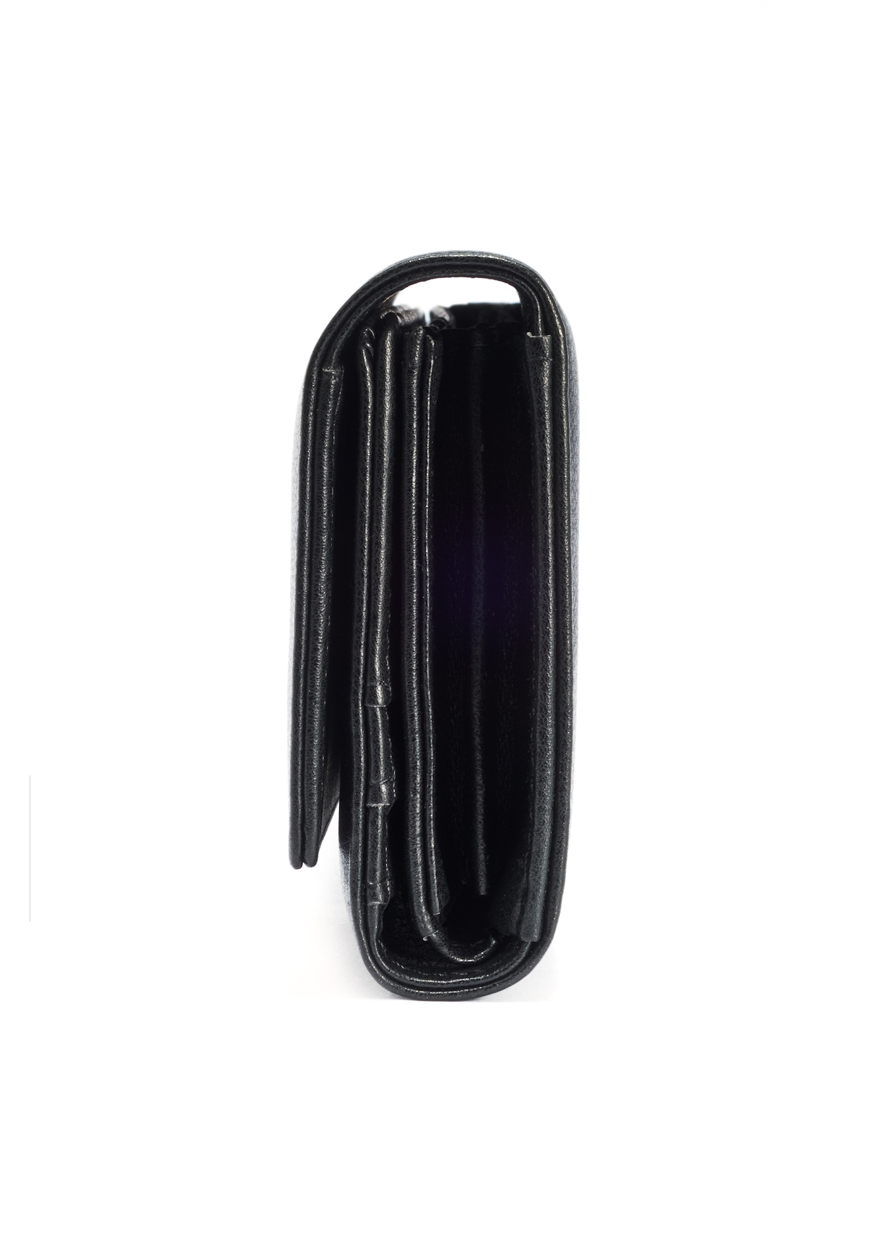 Large black women's wallet POREC-0411-99(W25), side view of the product on a white background.