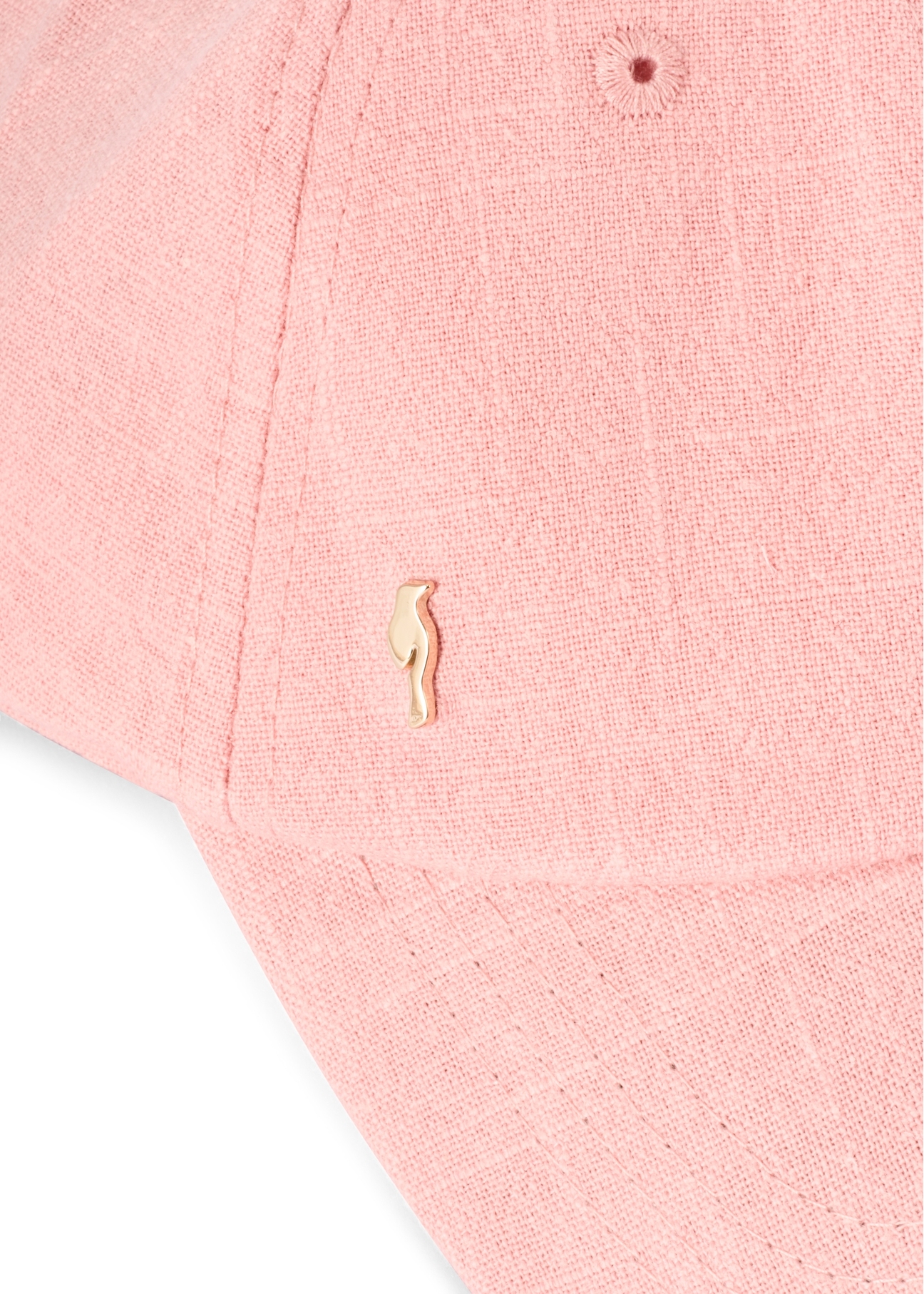 Pink baseball cap with logo CZALT-0013-5A(W26) - close-up detail, on white background.