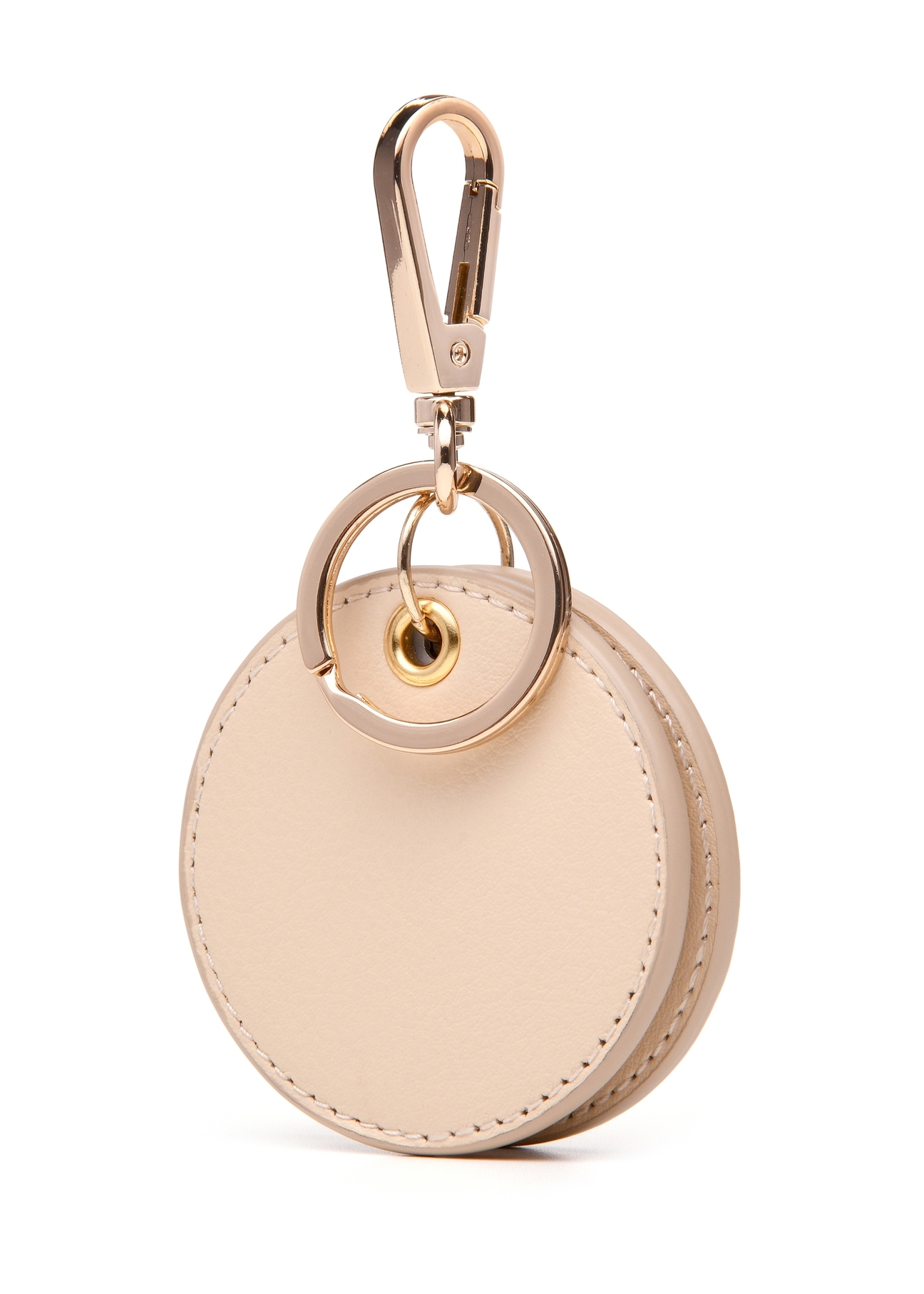 Cream keychain with mirror BRELOK-0216-16(Z25), product view from the back on a white background.