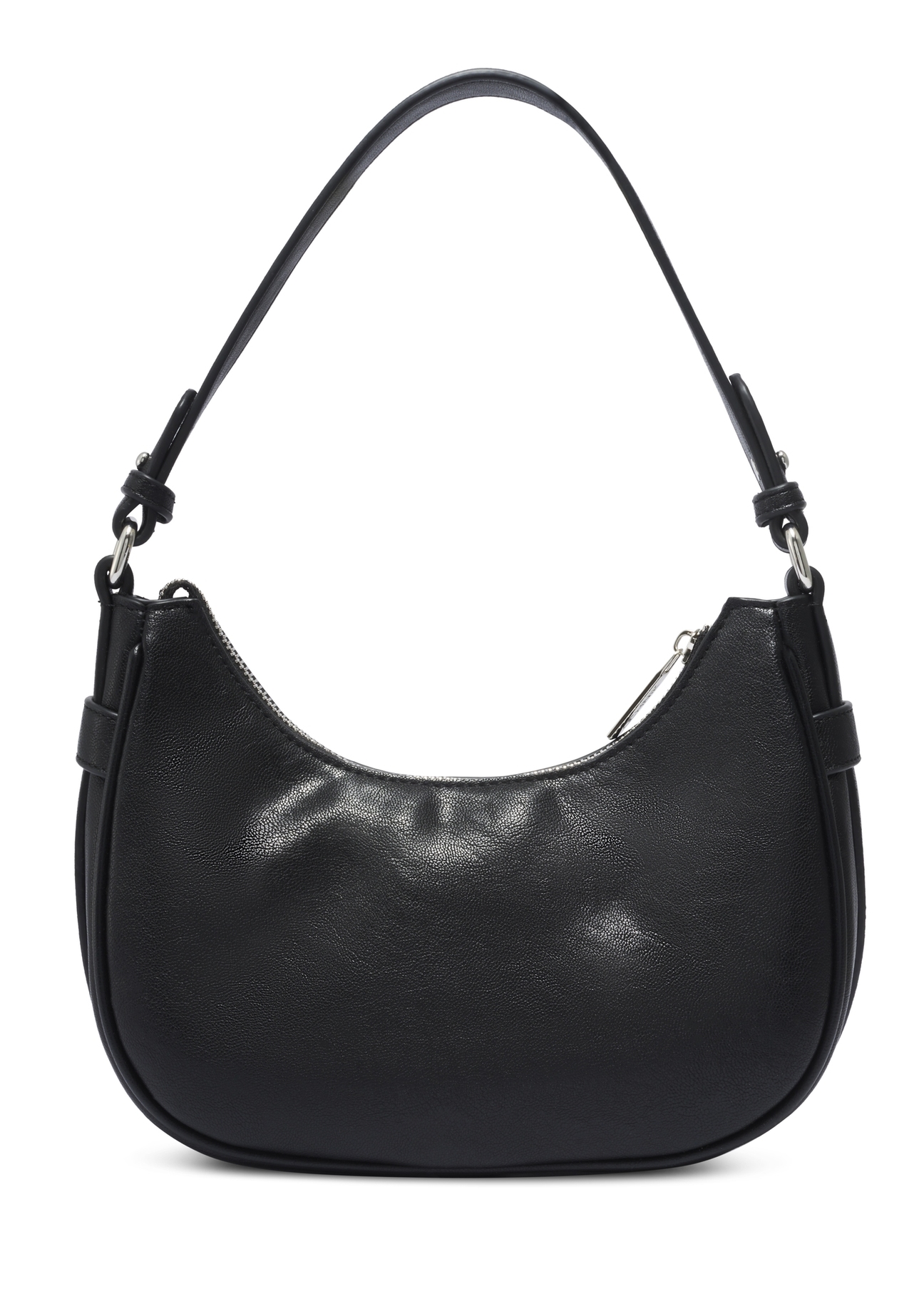 Black women's hobo bag with jewelry accent TOREC-1326-99(Z26), product view from the back on a light background.