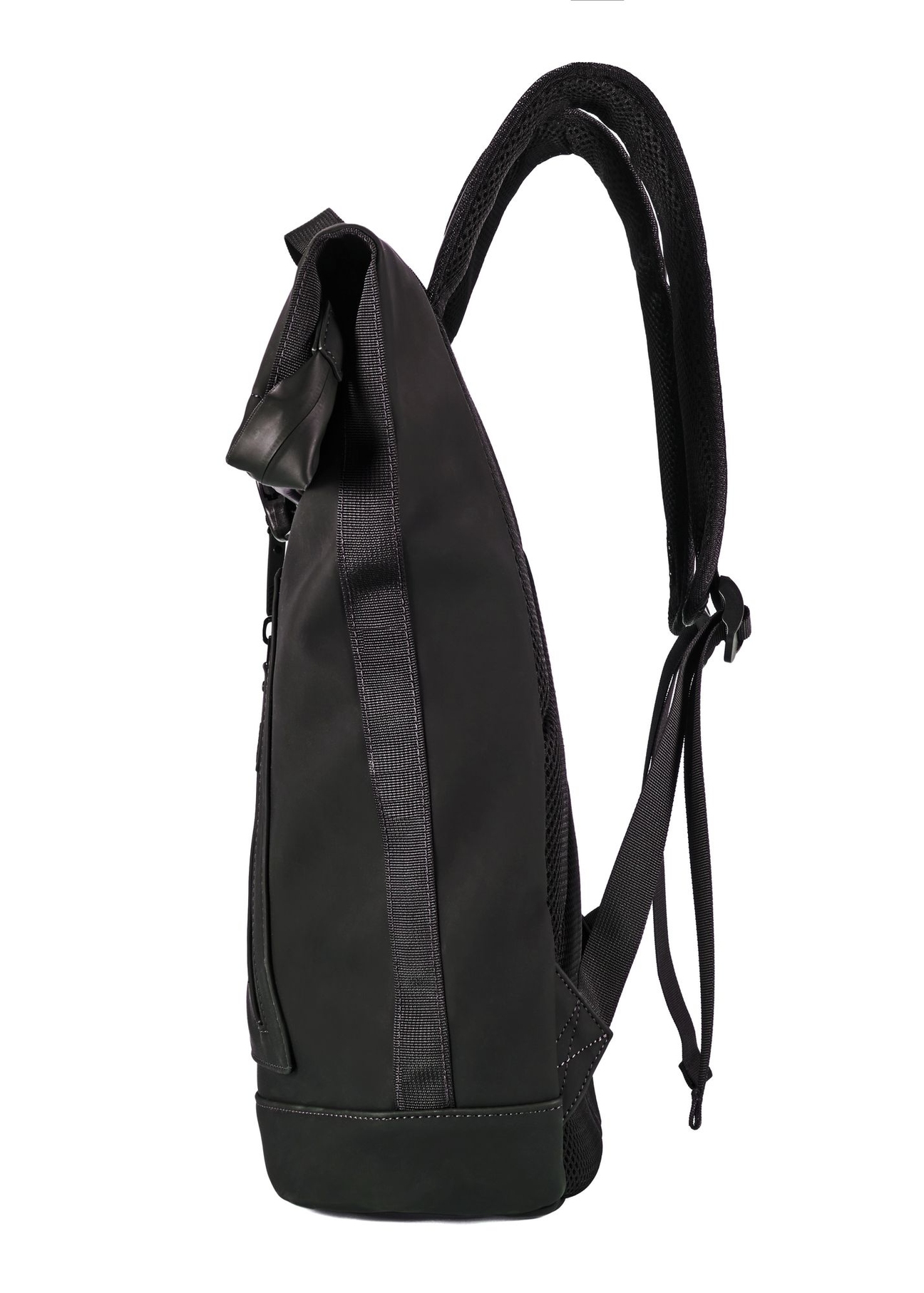 Black men's backpack PLCMN-0016-99(Z25) - side view of the product on a white background.