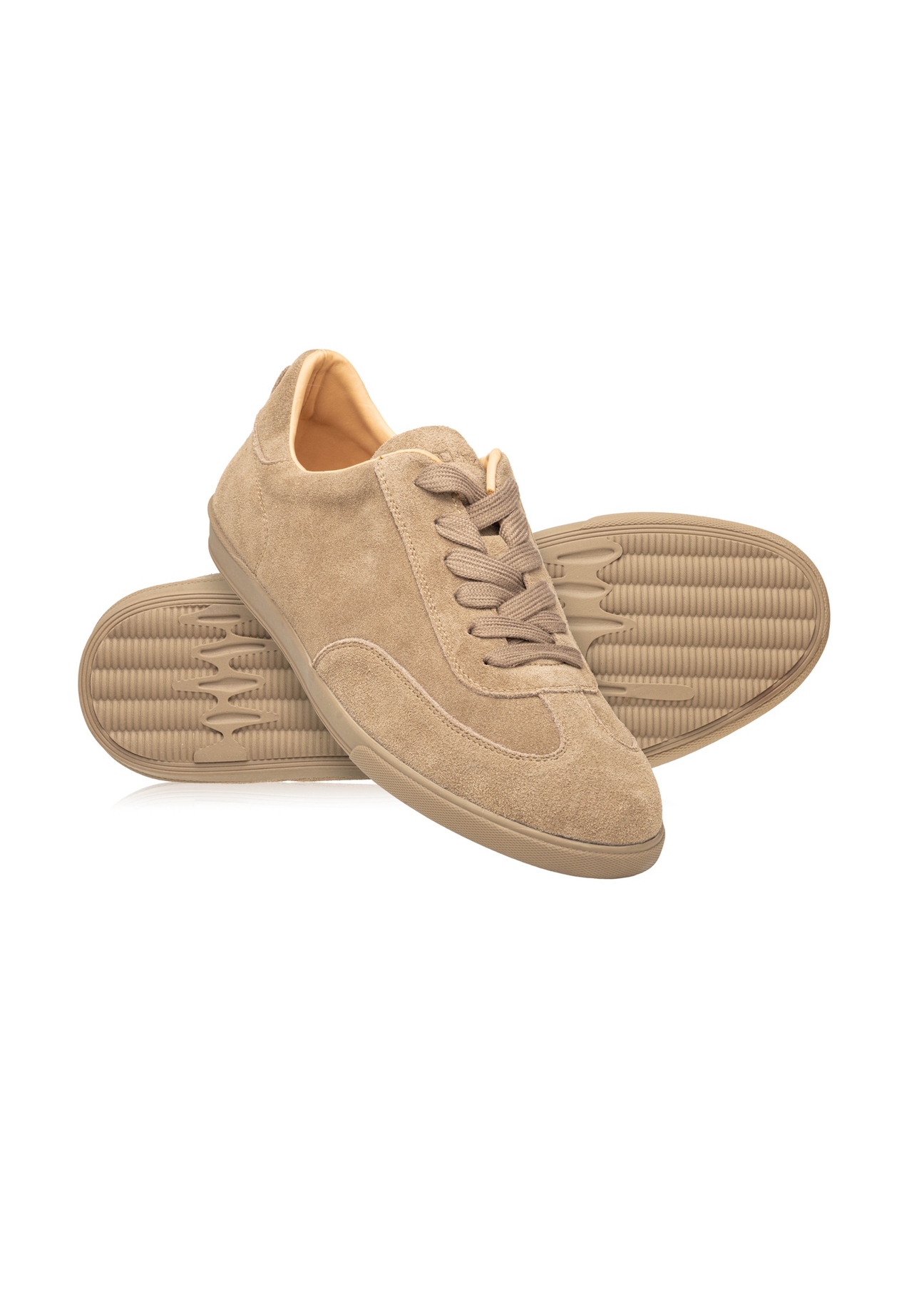 Light brown suede men's shoes BUTYM-0491-1K(W26), diagonal product view on white background.