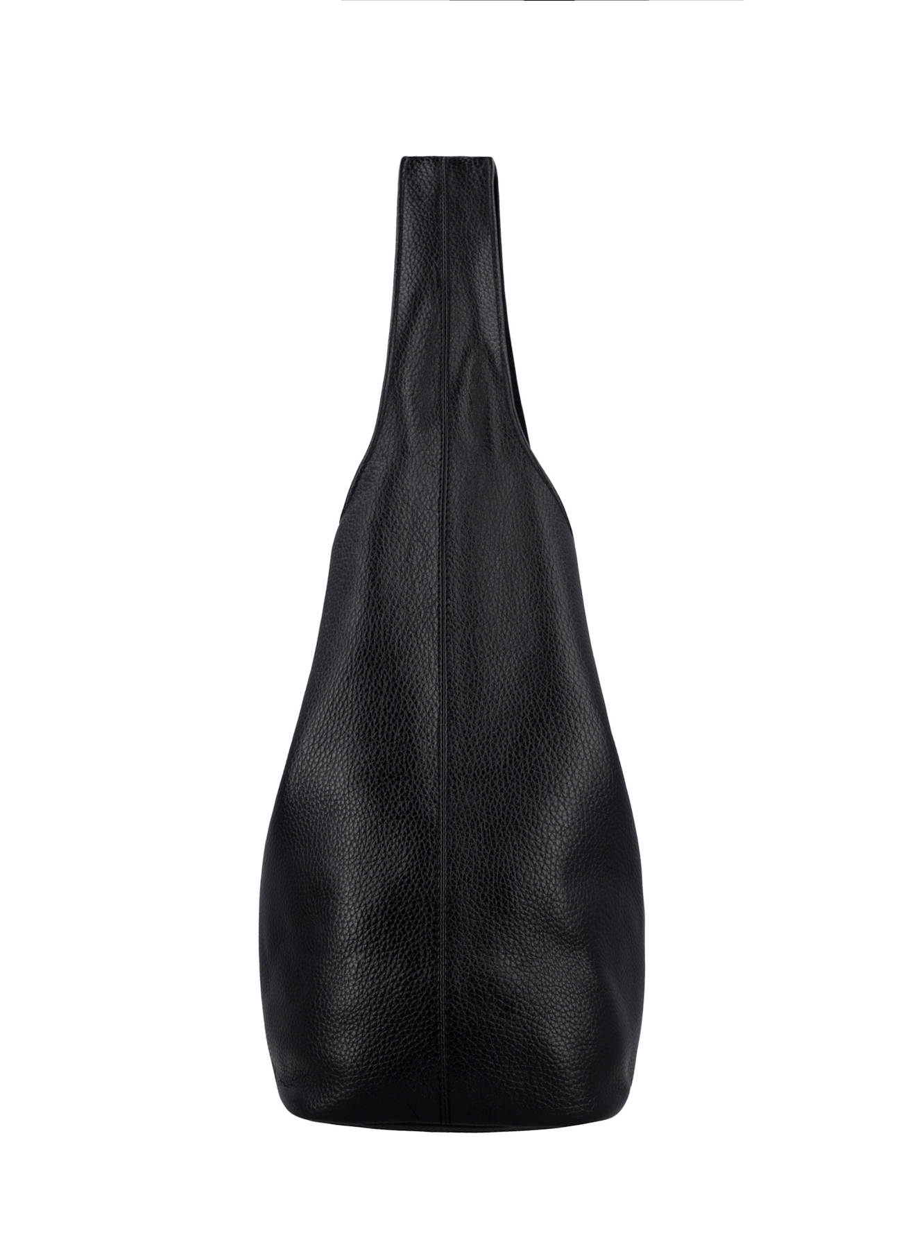 Black leather shopper bag TORES-1372A-9I(Z26), side product view on white background.