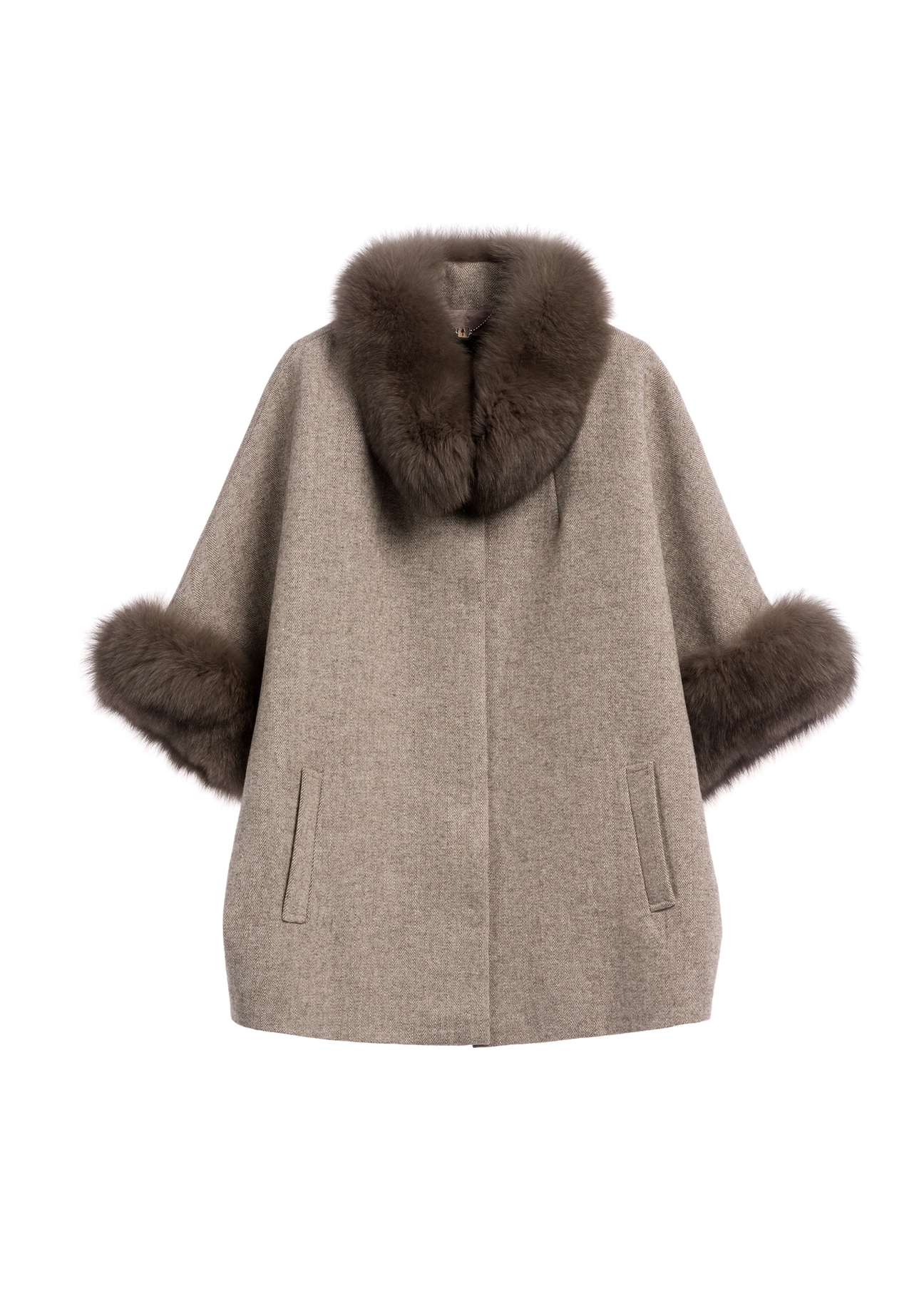 Wool vest with fur KAMDW-0002-1A(Z26), front product view on white background.