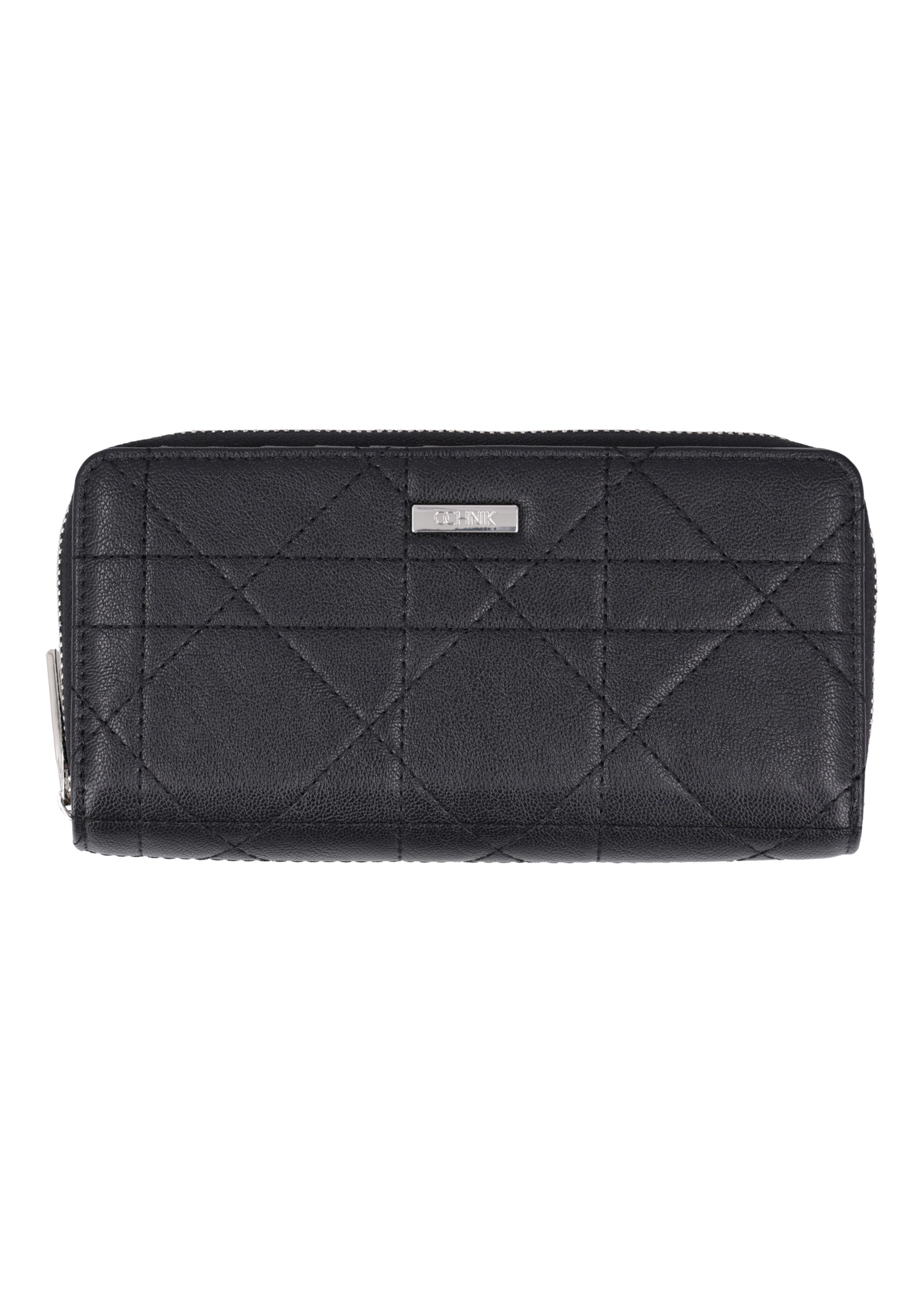 Large women's wallet with decorative stitching POREC-0443-9P(Z26), front product view on white background.
