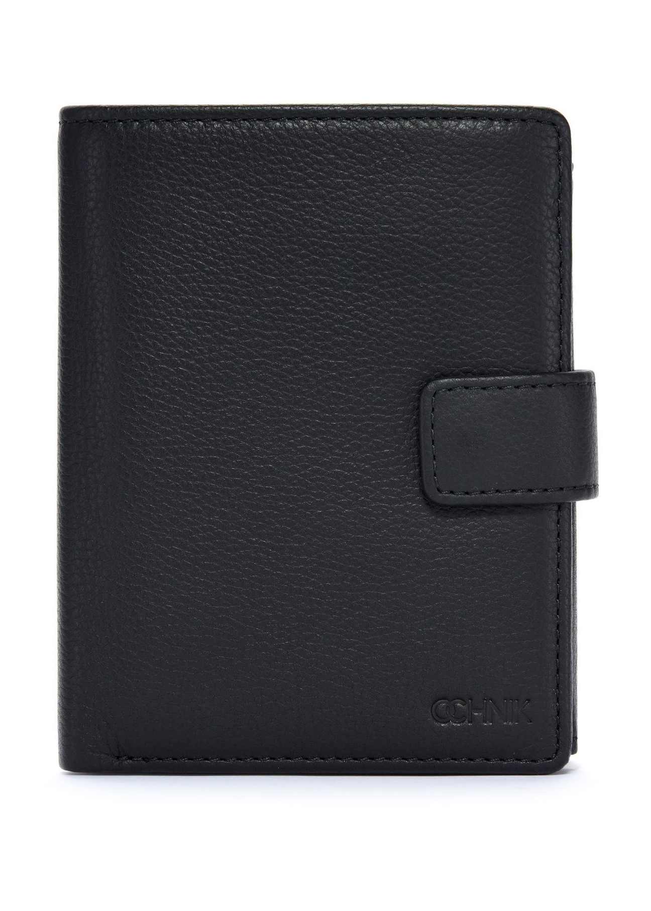 Men's leather wallet in black color PORMS-0630A-9I(W26), front product view on white background.