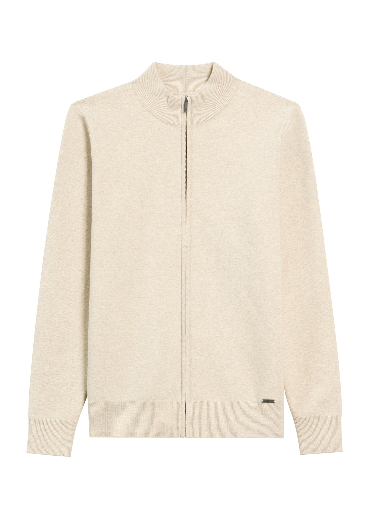Beige men's cardigan SWEMT-0149-81(Z25), front product view on white background.